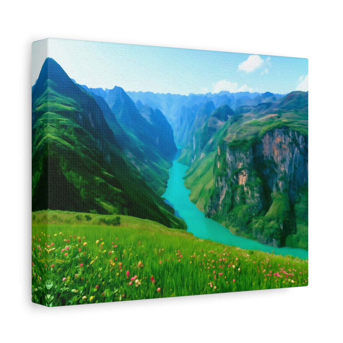 Side view of the canvas edge