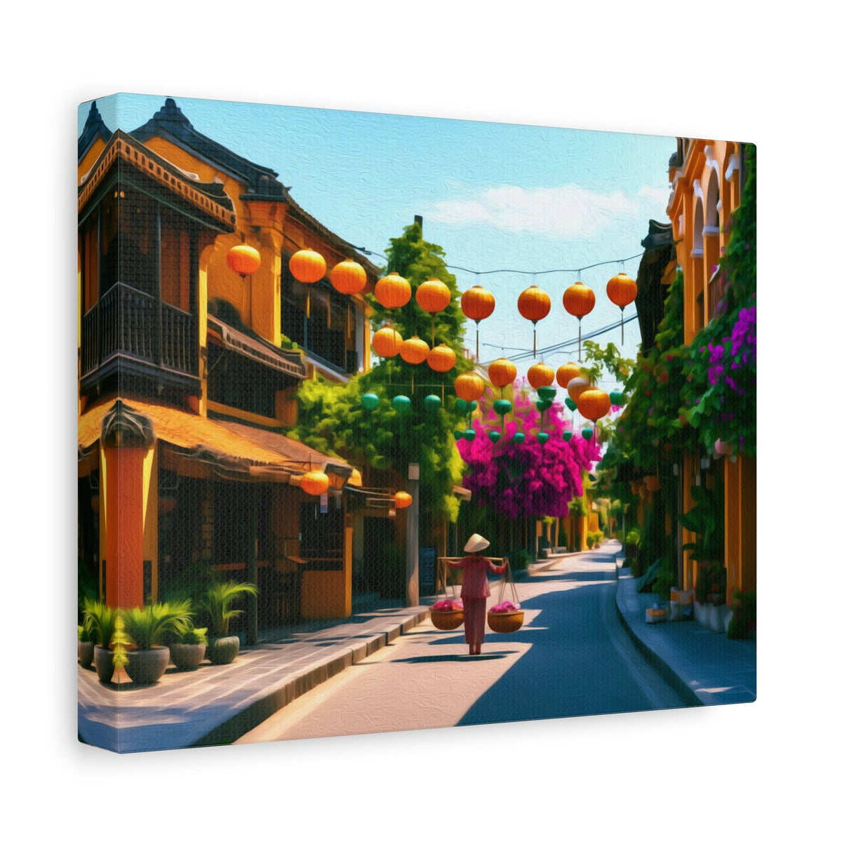 Side view of the canvas edge