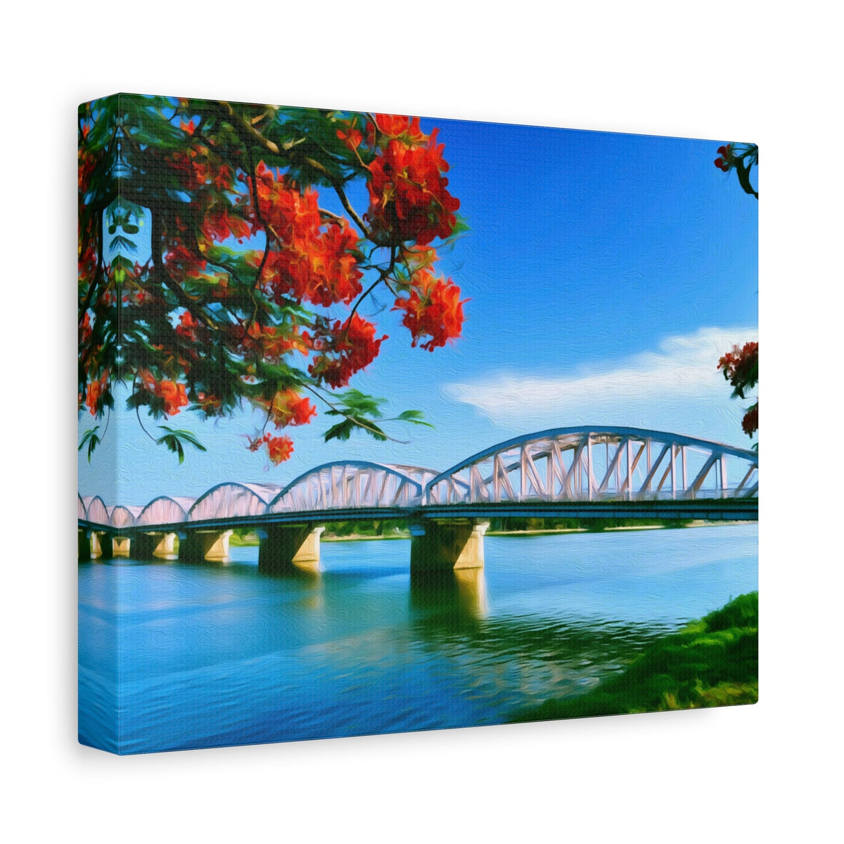 Side view of the canvas edge
