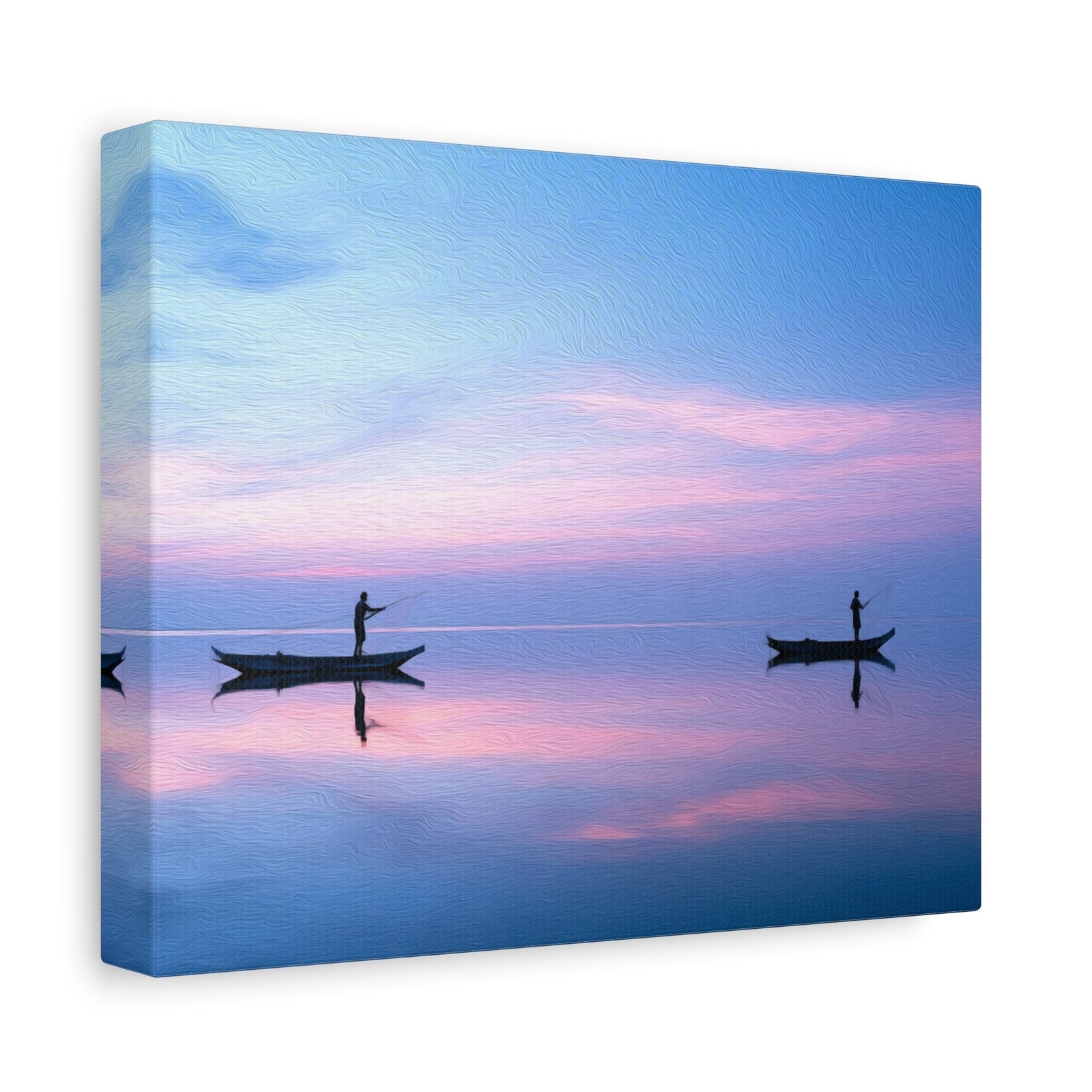 Jaffna Lagoon Fishermen Silhouette — Jaffna, Sri Lanka, canvas side view