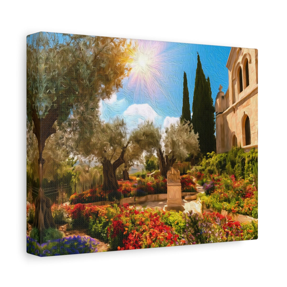 Side view of the canvas edge