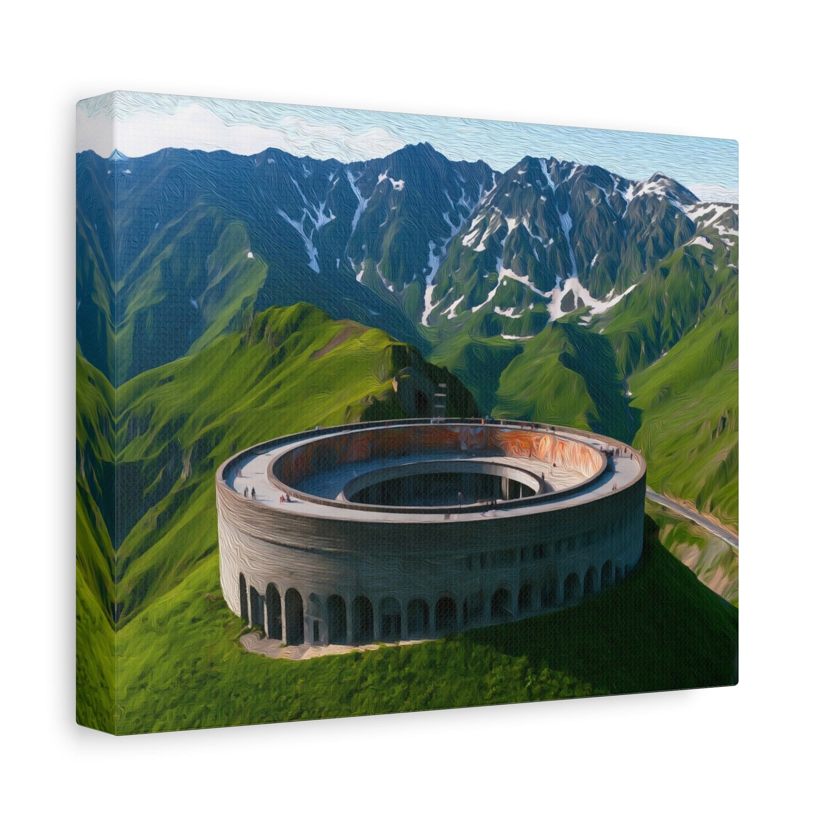 Kazbegi Mountain Amphitheater Monument — Kazbegi, Georgia, canvas side view