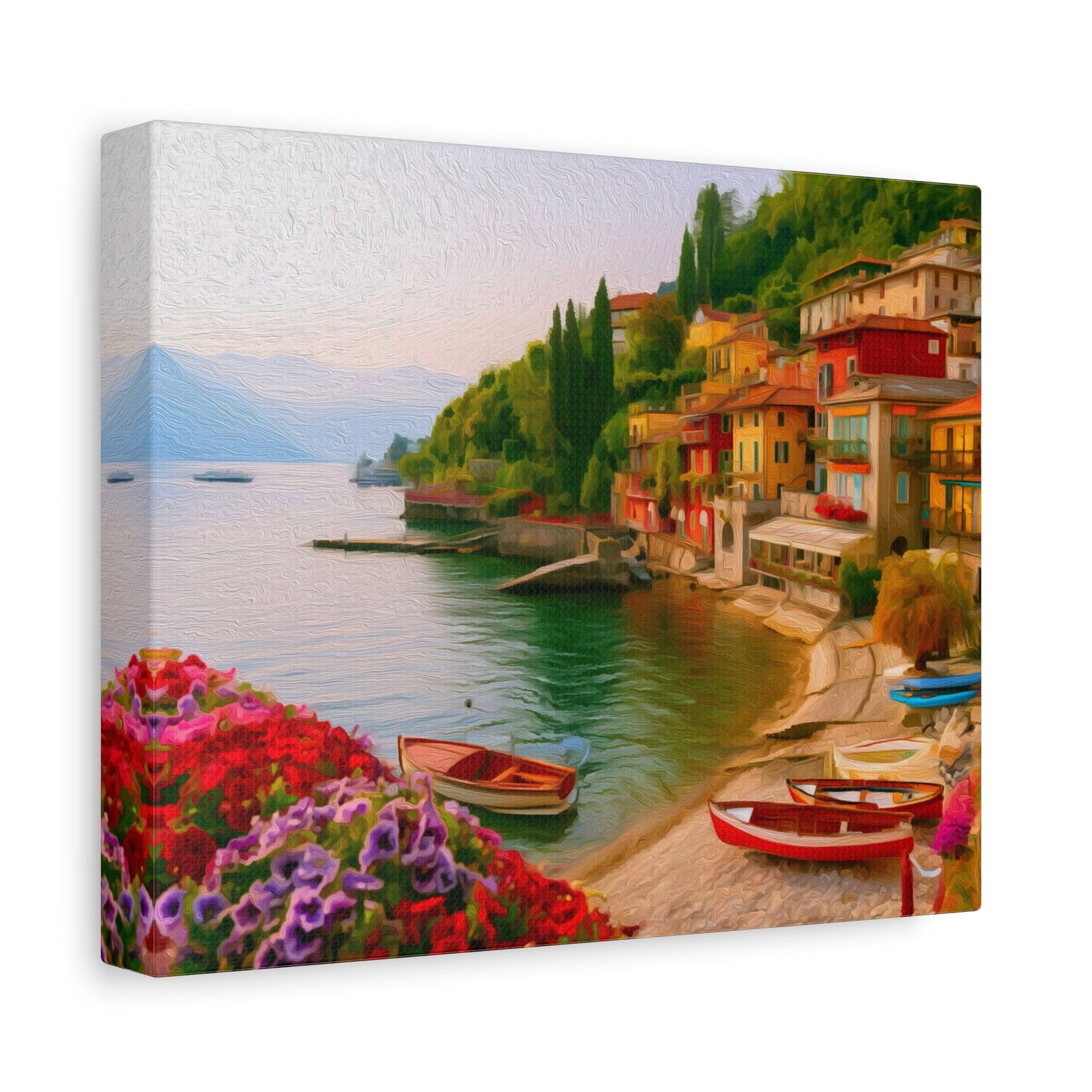 Varenna Village Lakefront — Lake Como, Italy, canvas side view