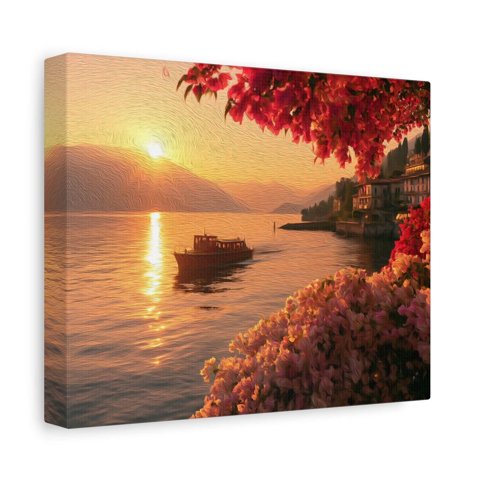 Lake Como Bellagio Sunset — Lake Como, Italy, canvas side view