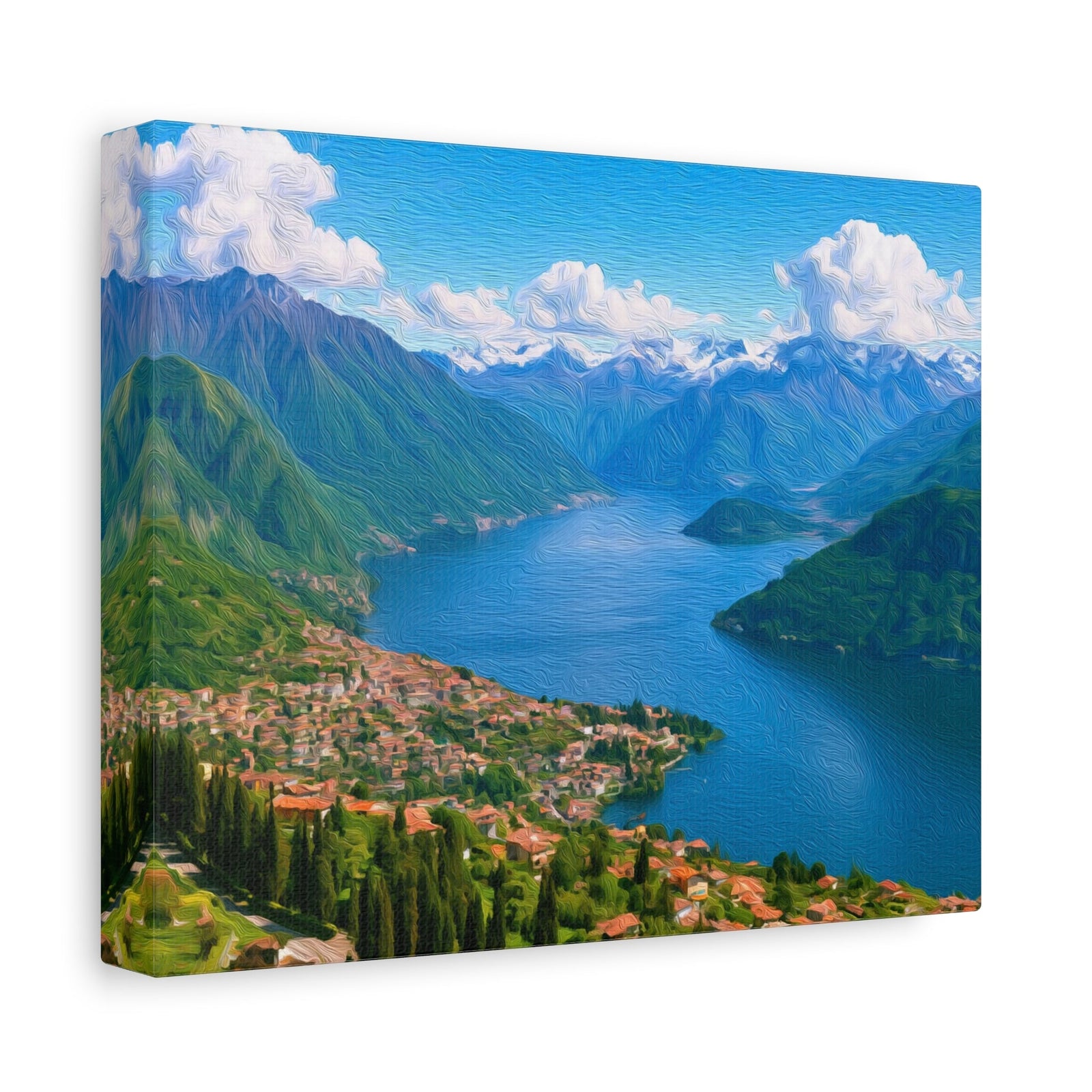 Lake Como Hillside Village Panorama — Lake Como, Italy, canvas side view