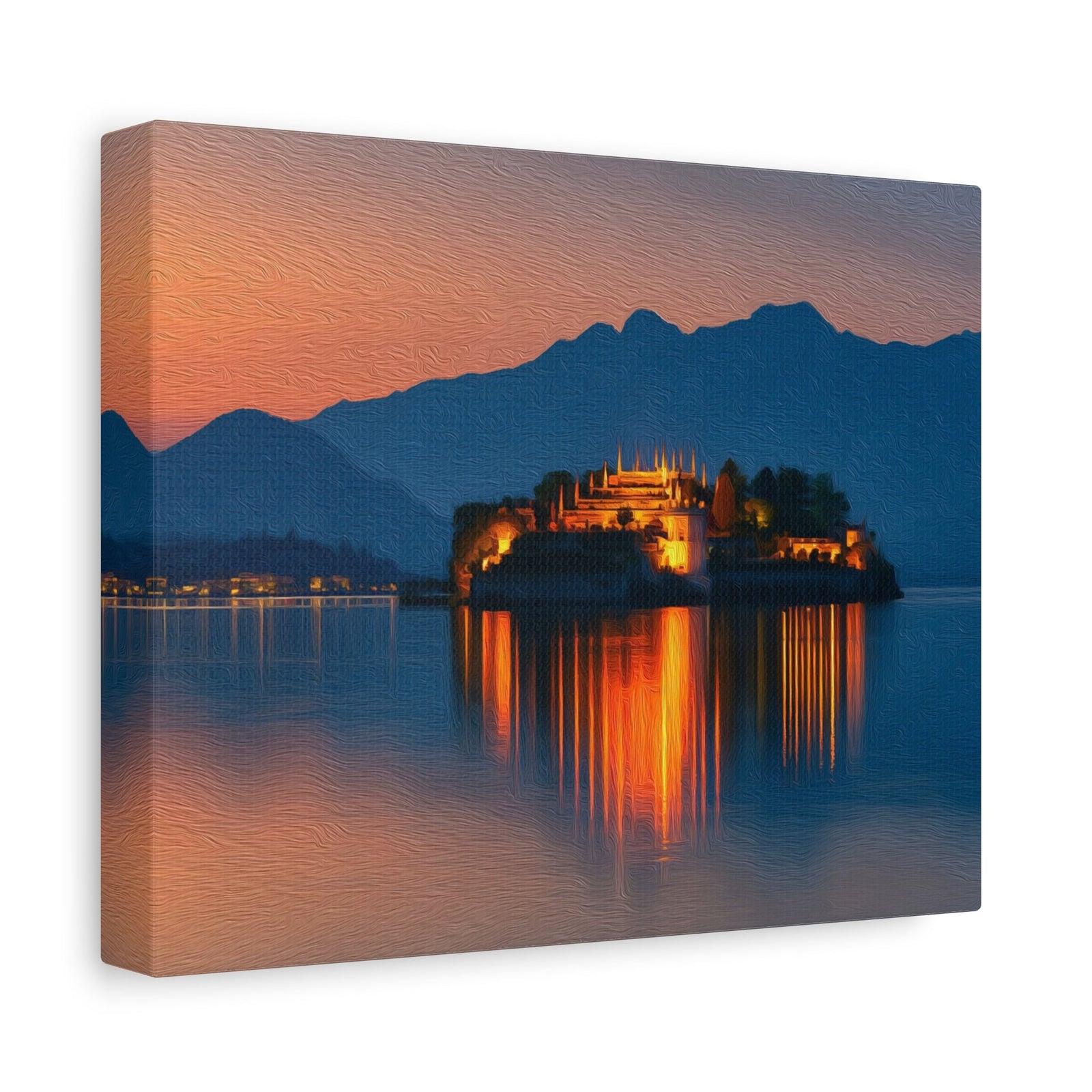 Isola Bella at Dusk — Locarno, Switzerland, canvas side view