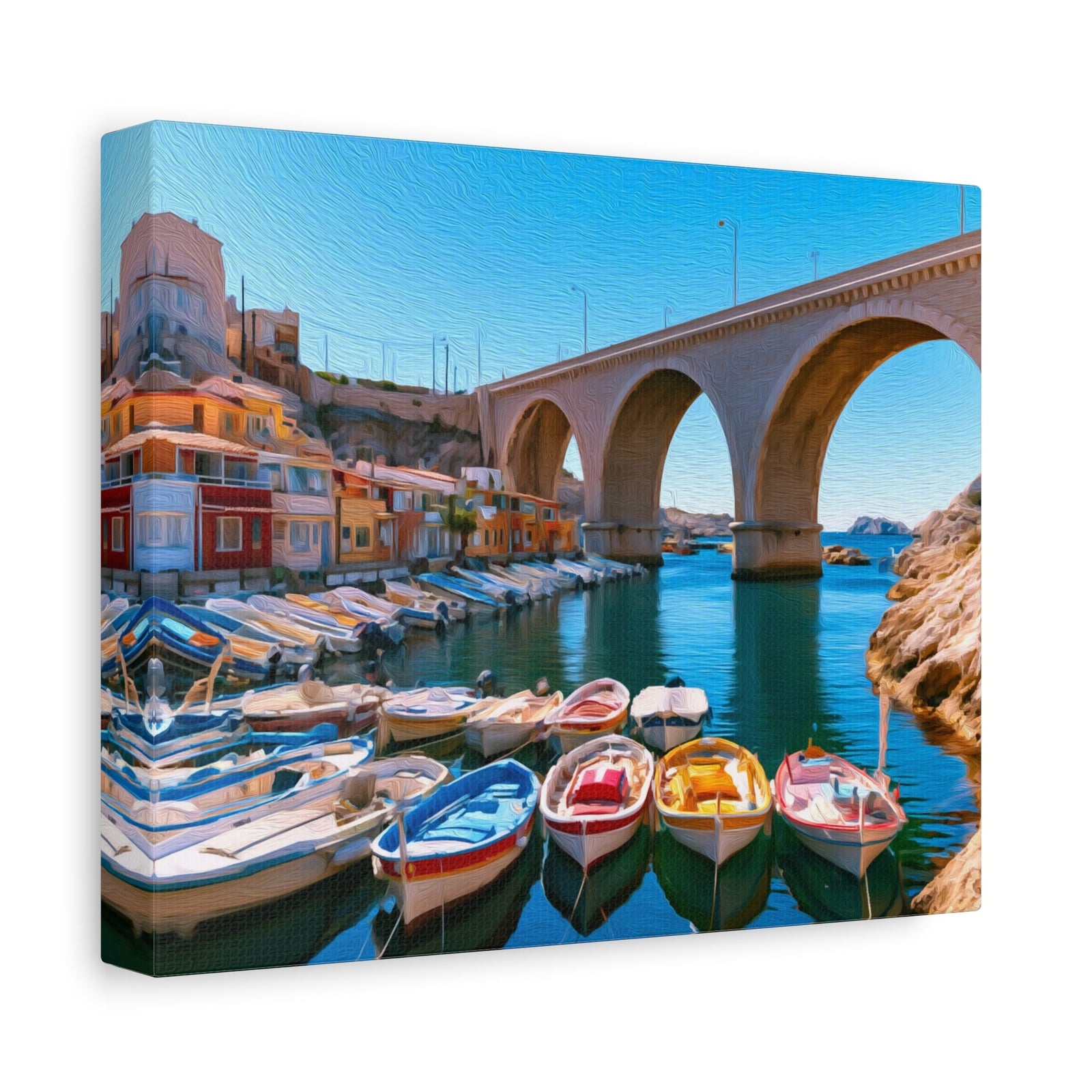 Vallon des Auffes Arched Bridge — Marseille, France, canvas side view