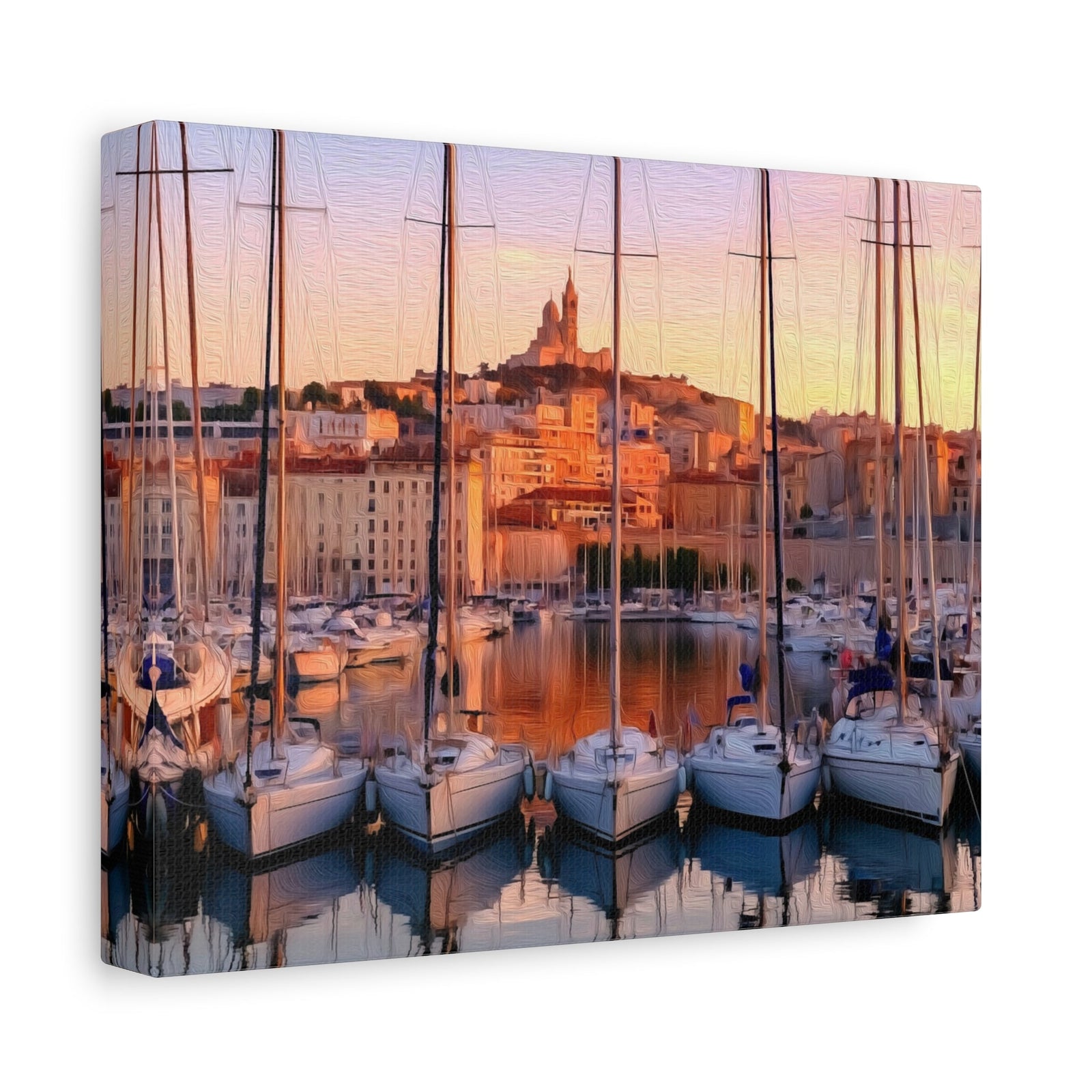Vieux-Port Marina Sunset — Marseille, France, canvas side view