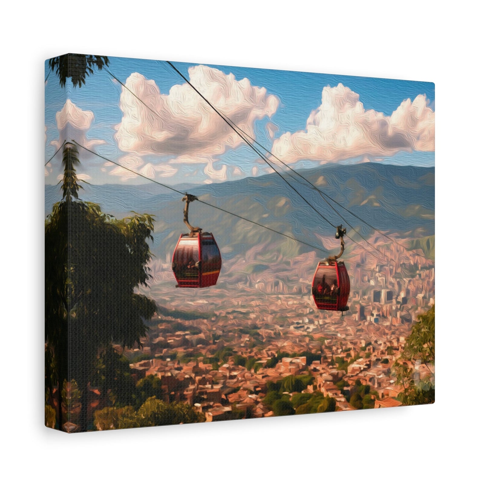 Medellín Metrocable Gondolas Cityscape — Medellín, Colombia, canvas side view