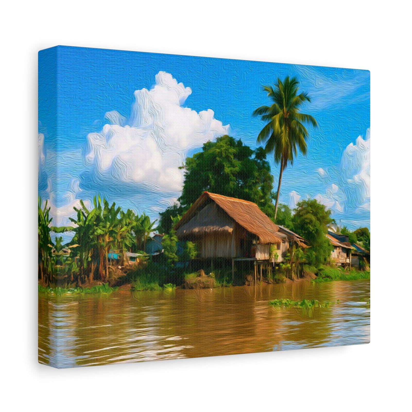 Mekong Delta Stilt Village — Mekong Delta, canvas side view