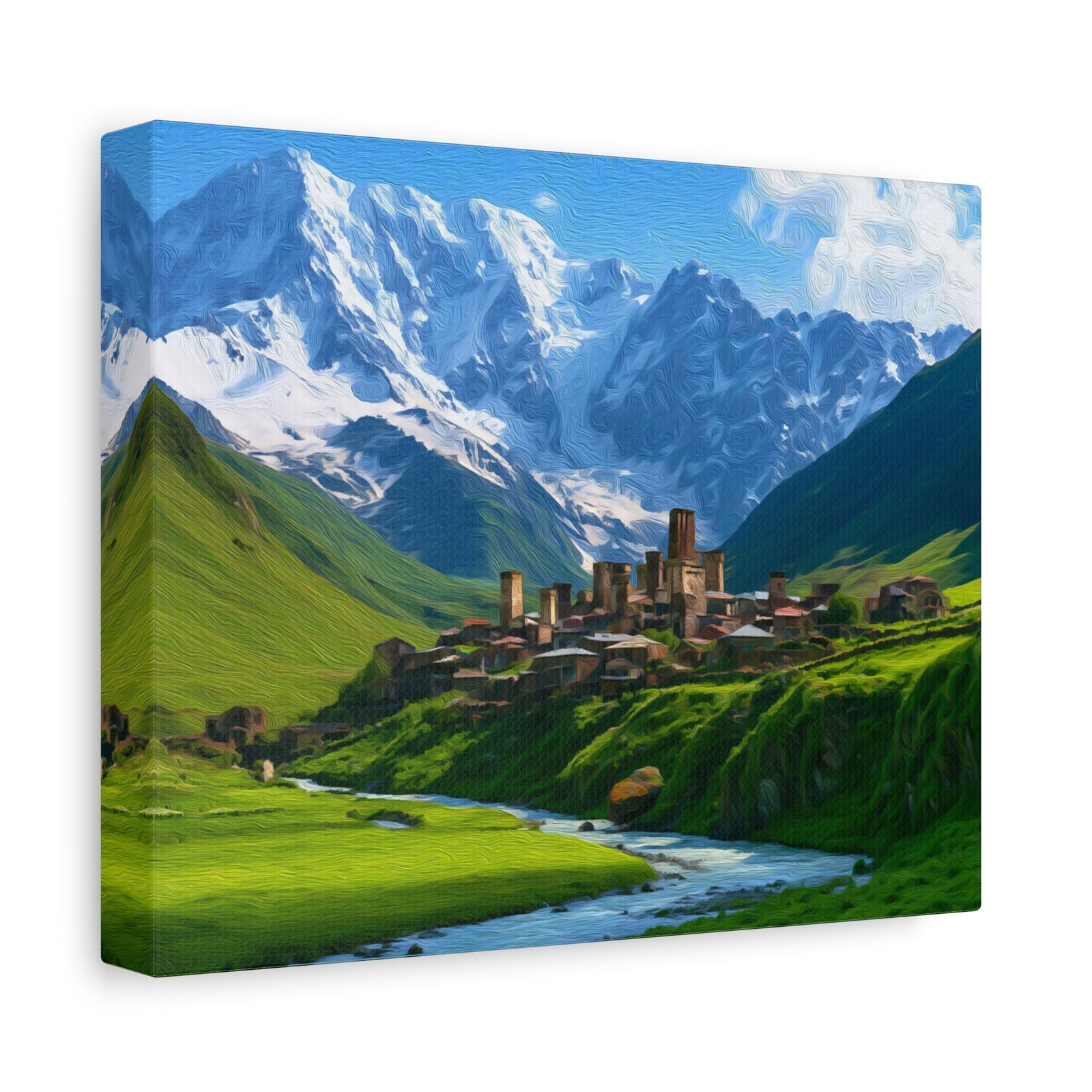 Ushguli Medieval Tower Village — Mestia, Georgia, canvas side view