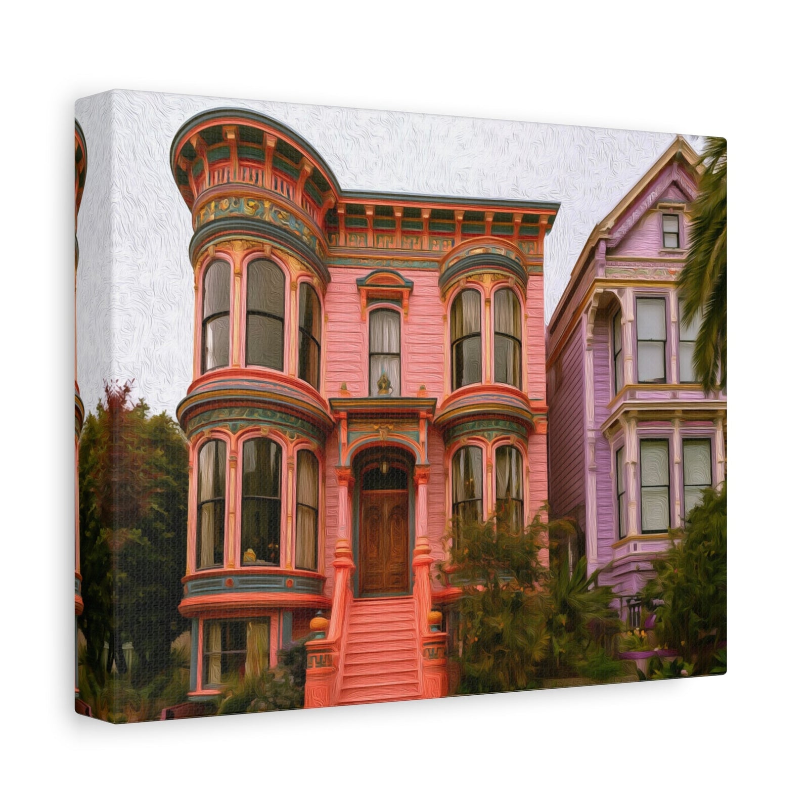 Victorian Painted Ladies Houses — Mission District, San Francisco, canvas side view