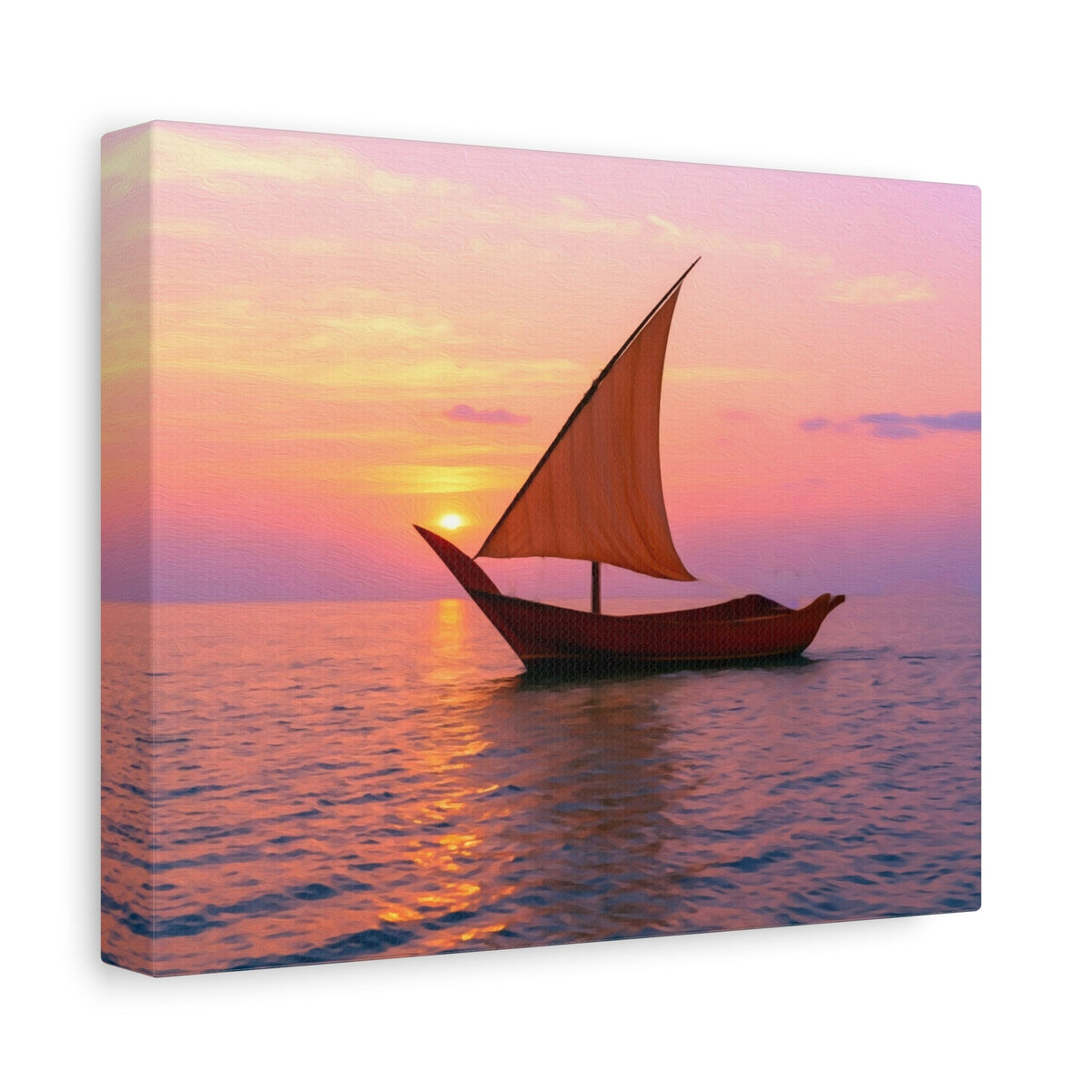 Side view of the canvas edge