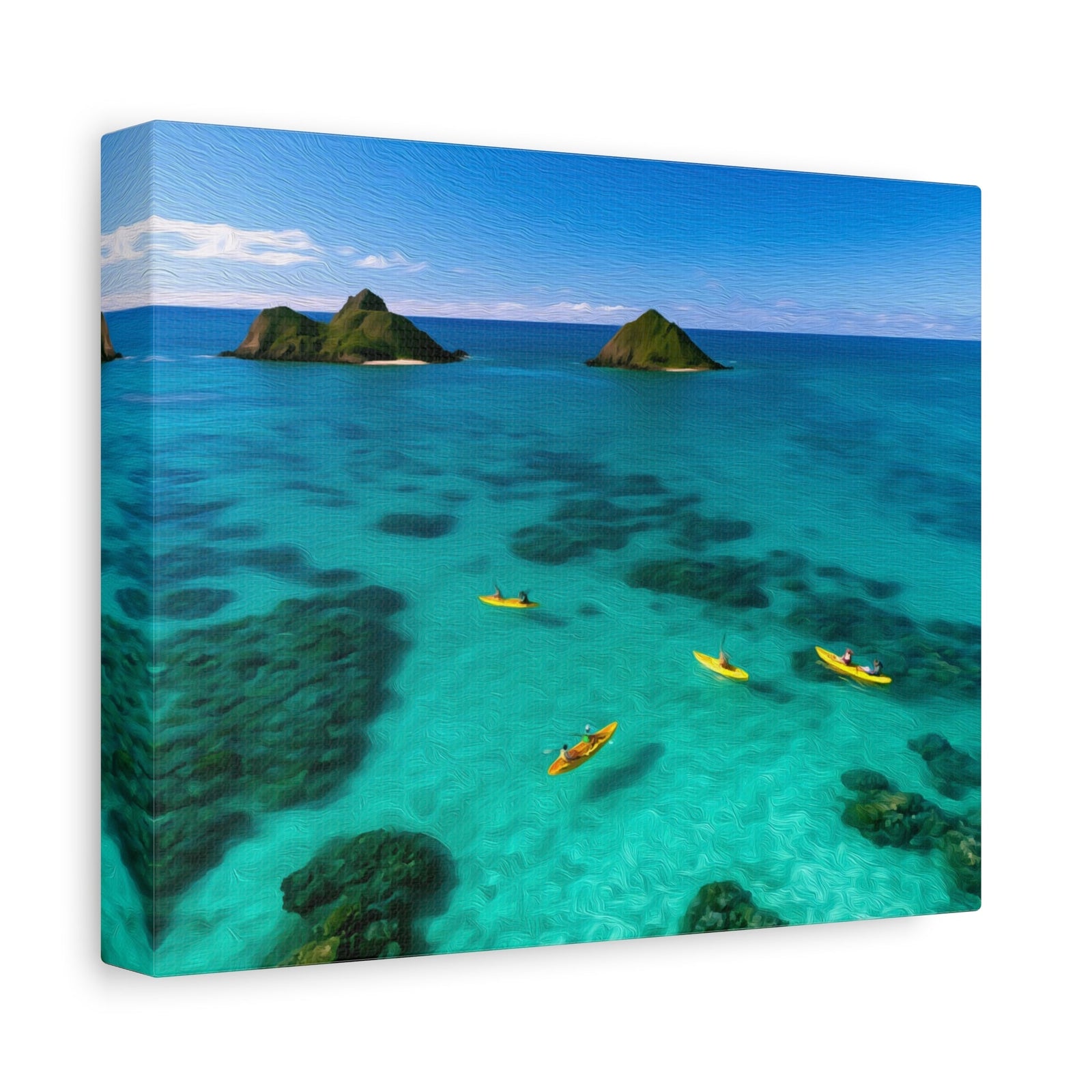 Mokulua Islands Kayakers — Oahu, Hawaii, canvas side view