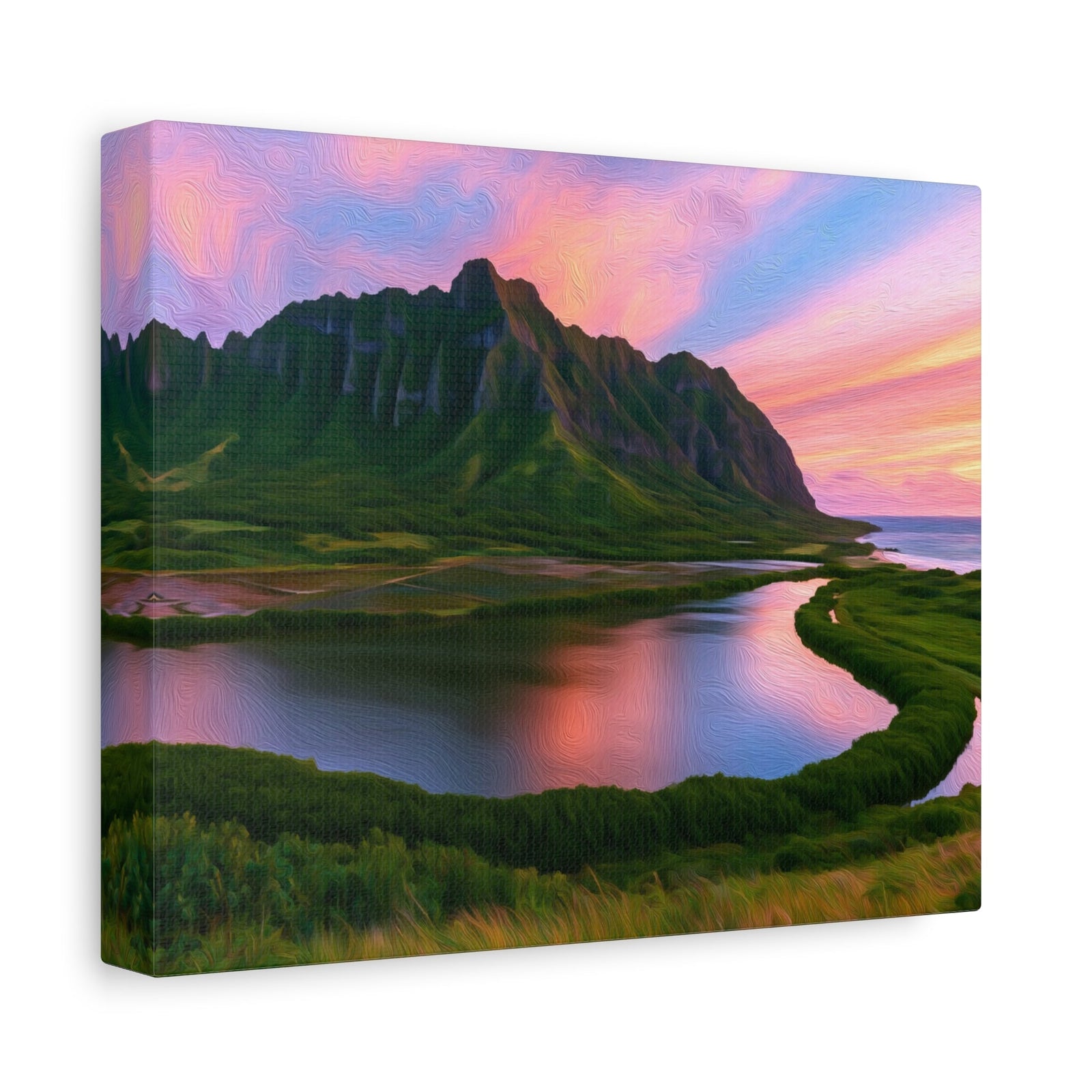 Kualoa Ranch Mountain Valley — Oahu, Hawaii, canvas side view