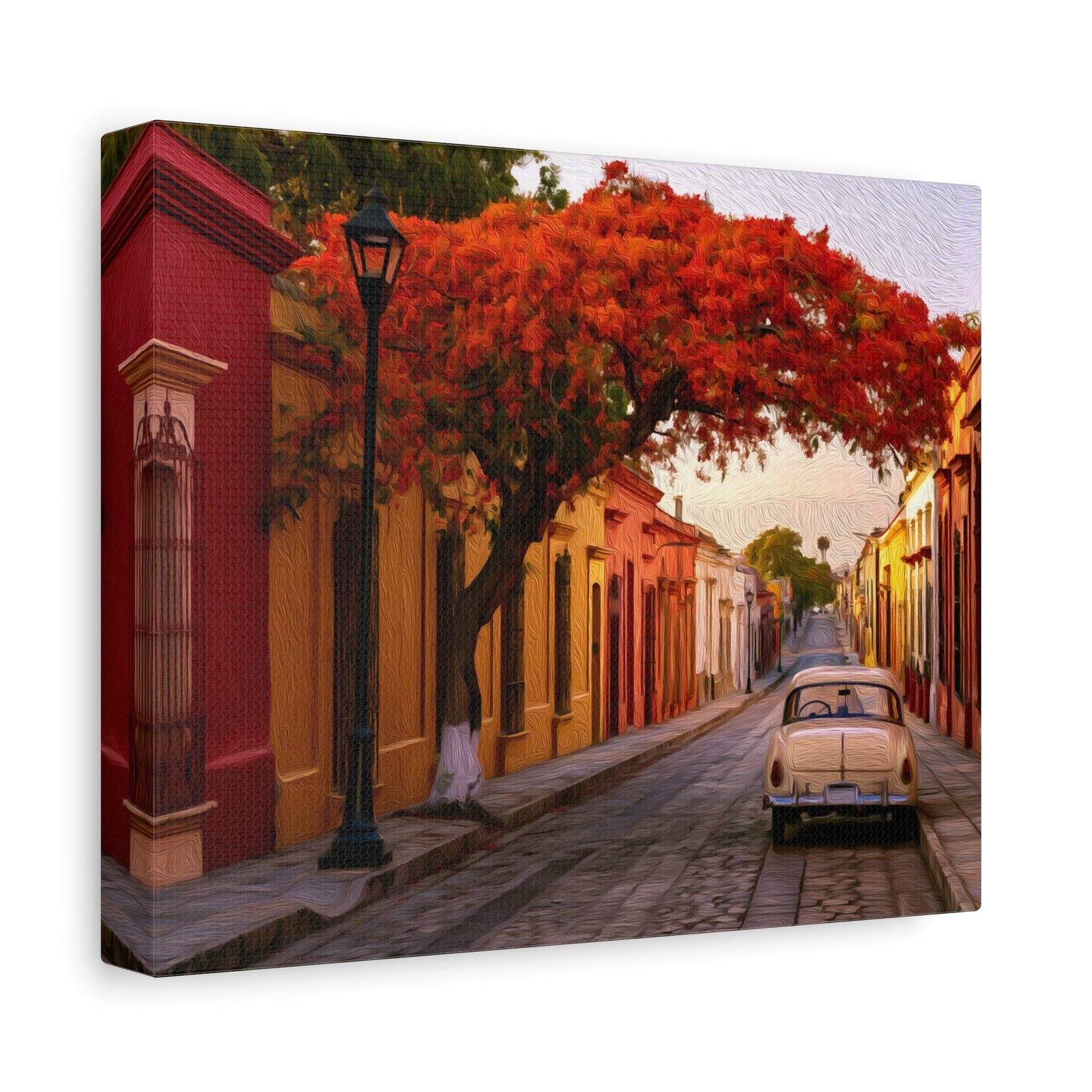 Oaxaca Cobblestone Colonial Street — Oaxaca, Mexico, canvas side view
