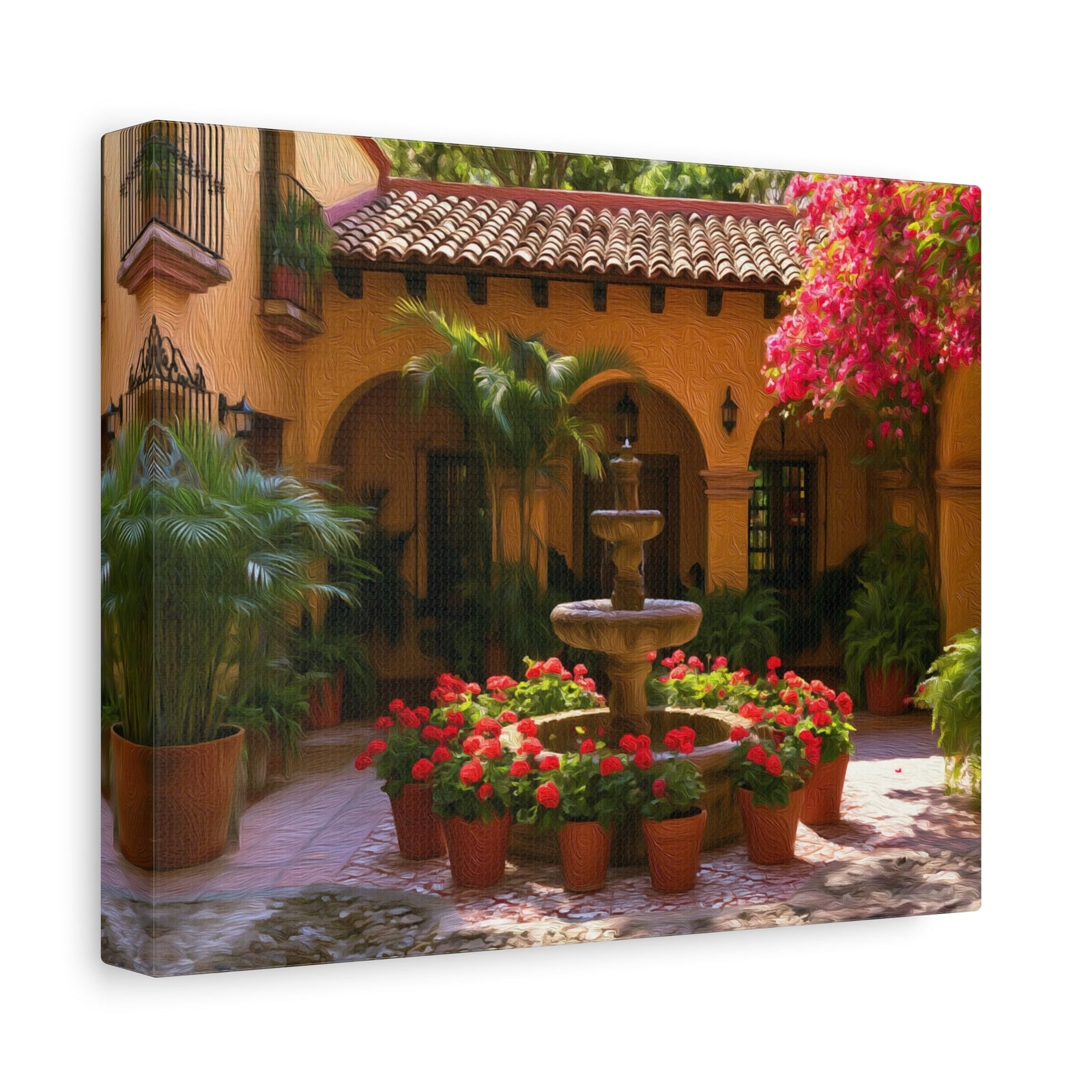 Oaxacan Colonial Courtyard Fountain — Oaxaca, Mexico, canvas side view