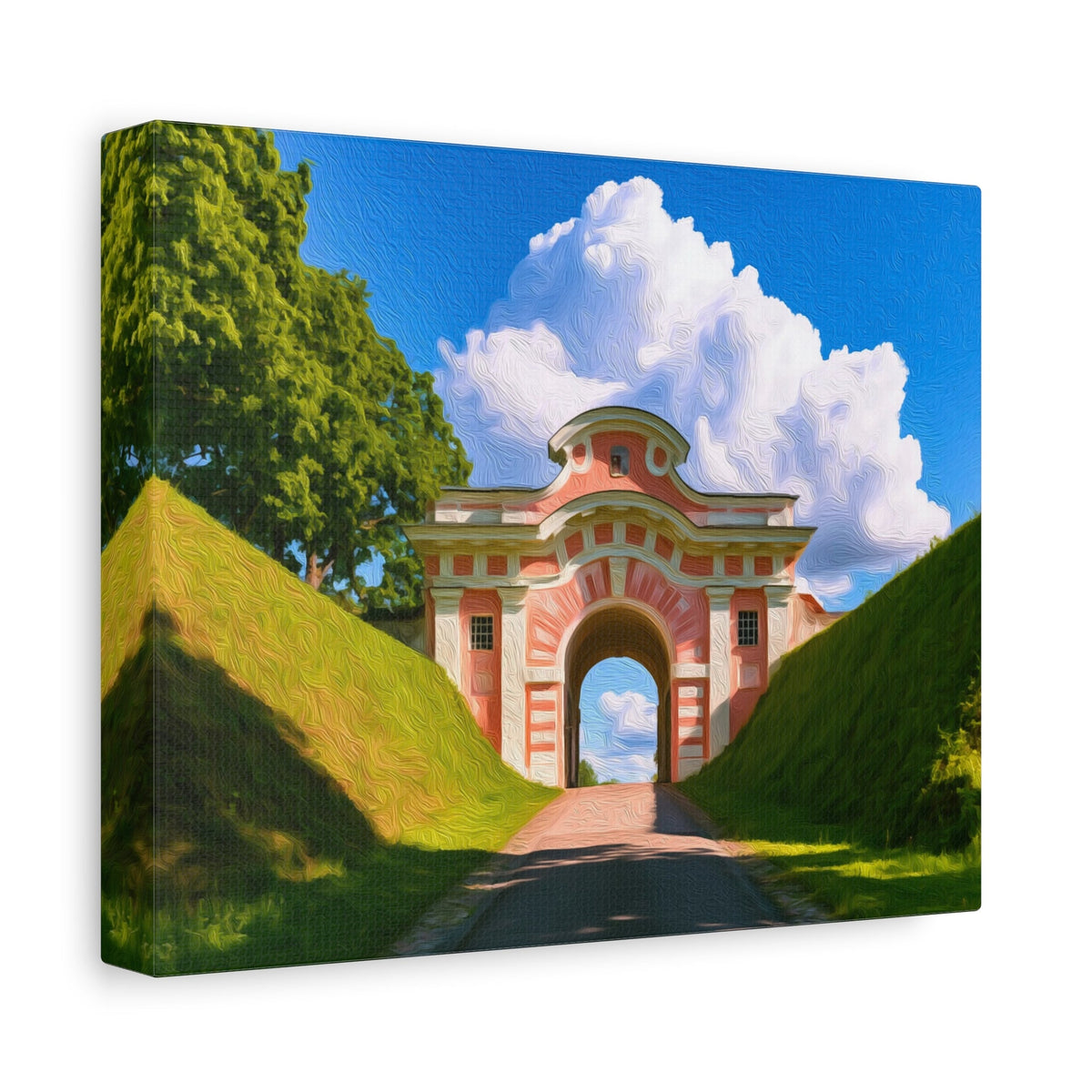 Side view of the canvas edge