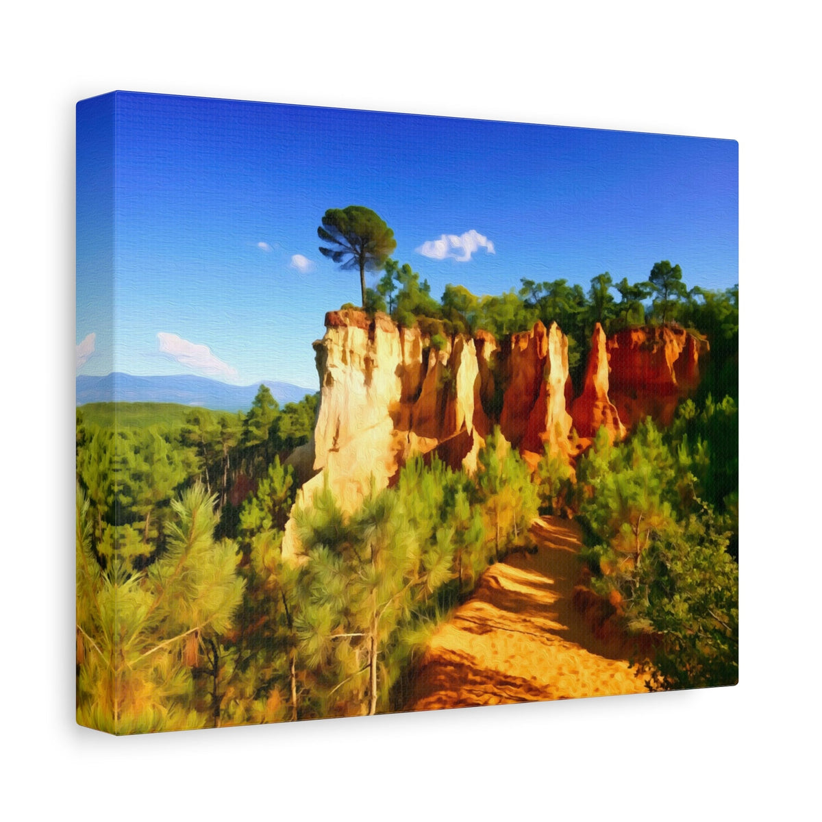 Side view of the canvas edge