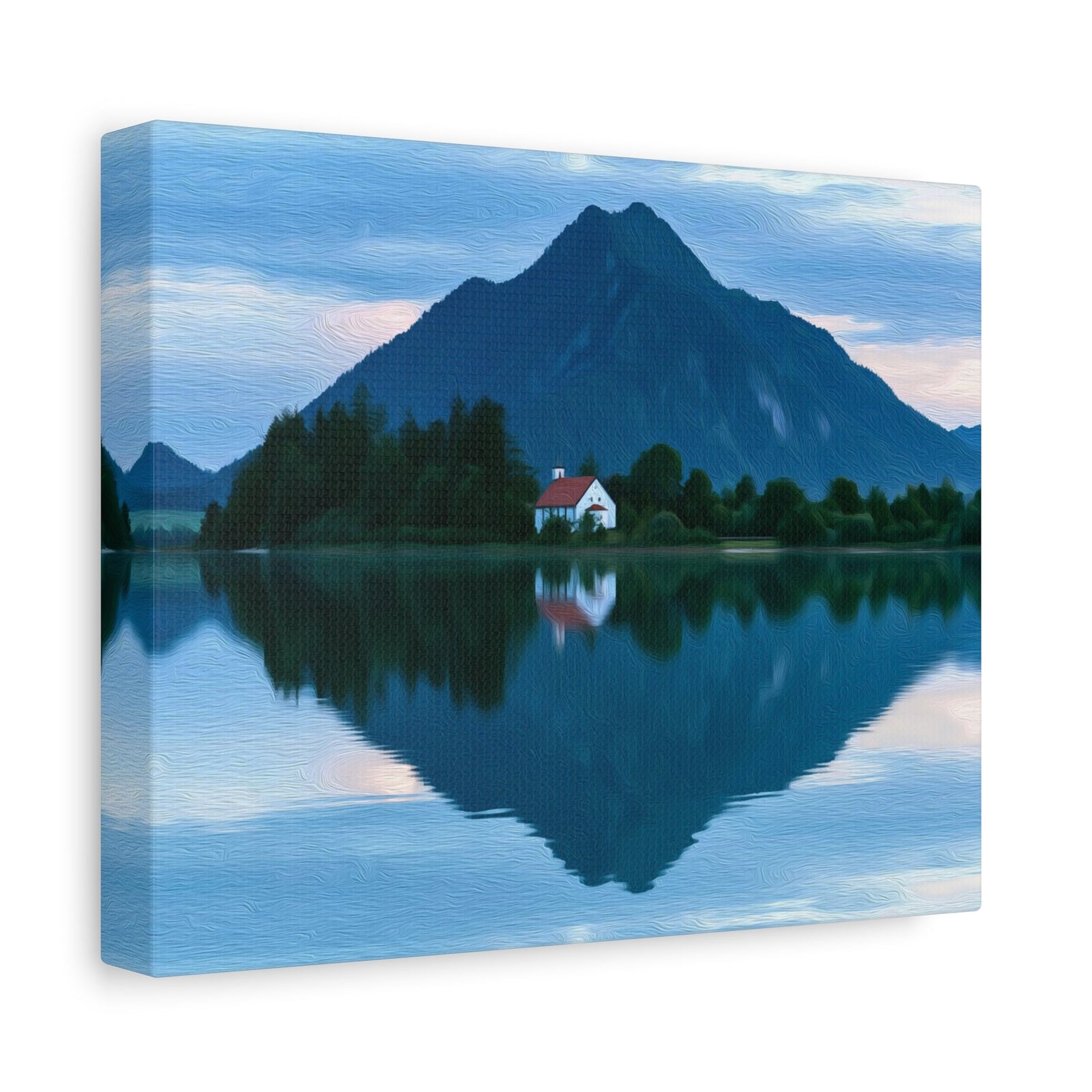 Alpsee Lake Mountain Reflection — Schwangau, Germany, canvas side view