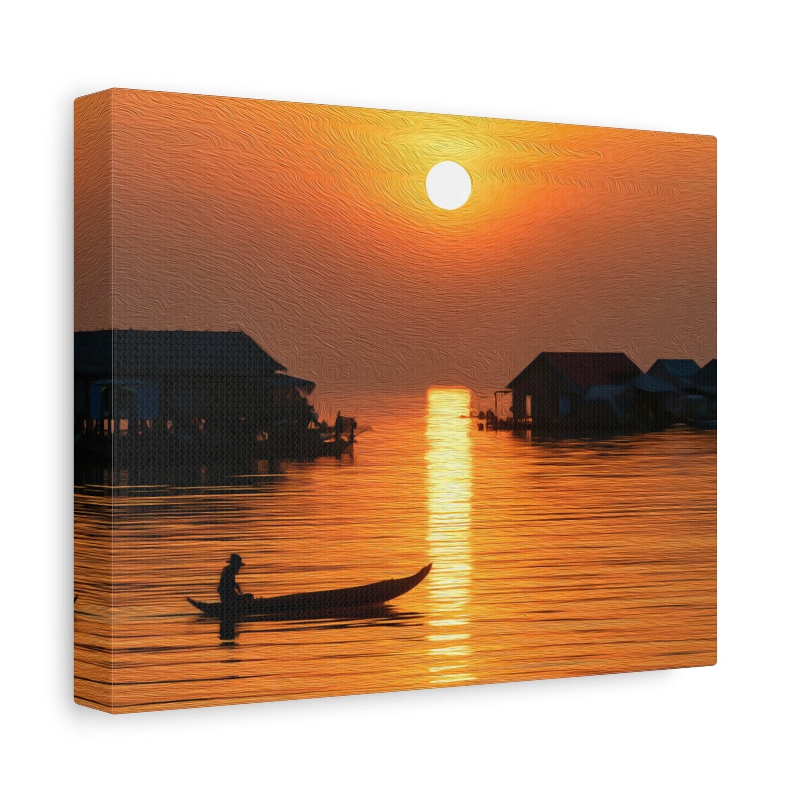 Tonle Sap Floating Village Sunset — Siem Reap, Cambodia, canvas side view