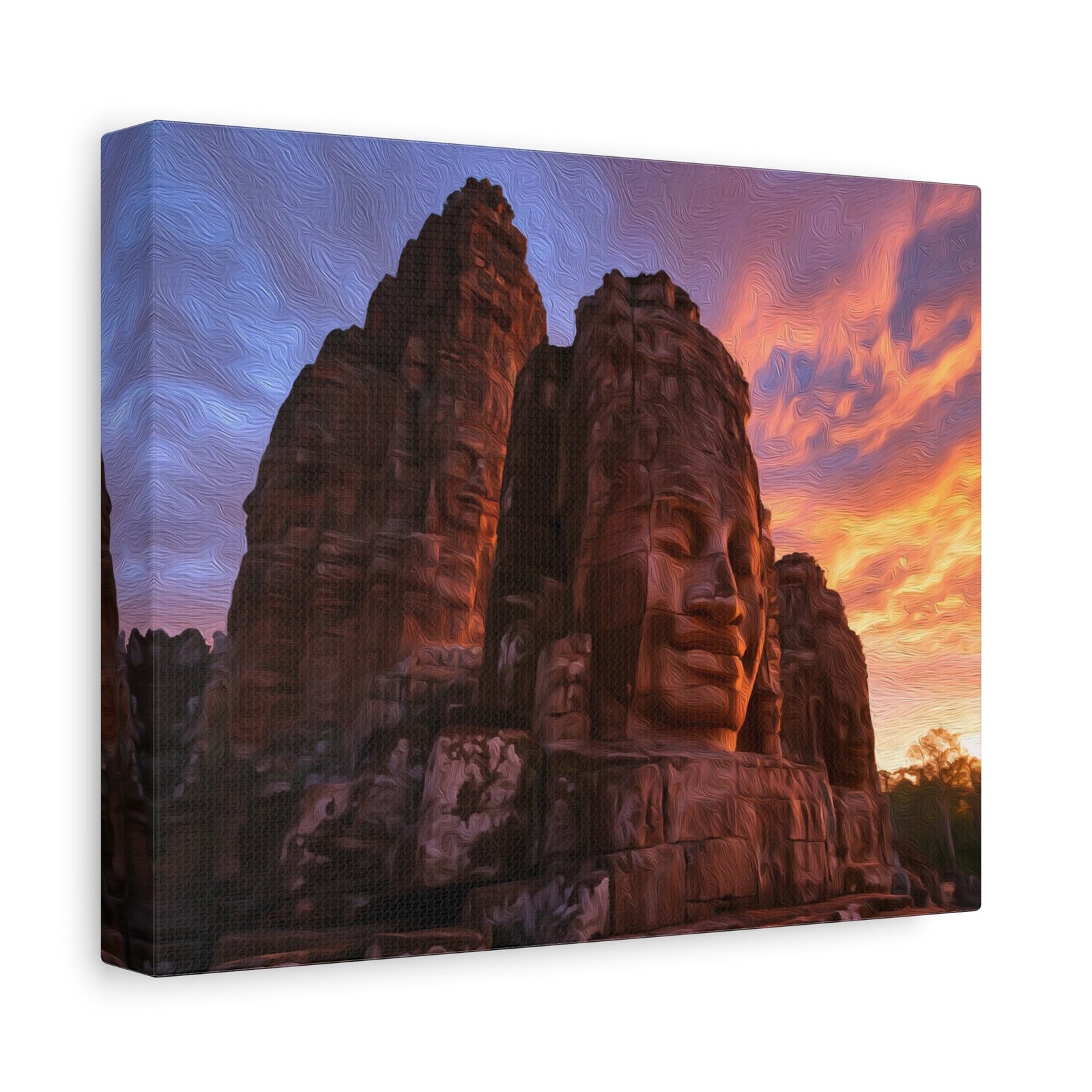 Bayon Temple Stone Faces — Siem Reap, Cambodia, canvas side view