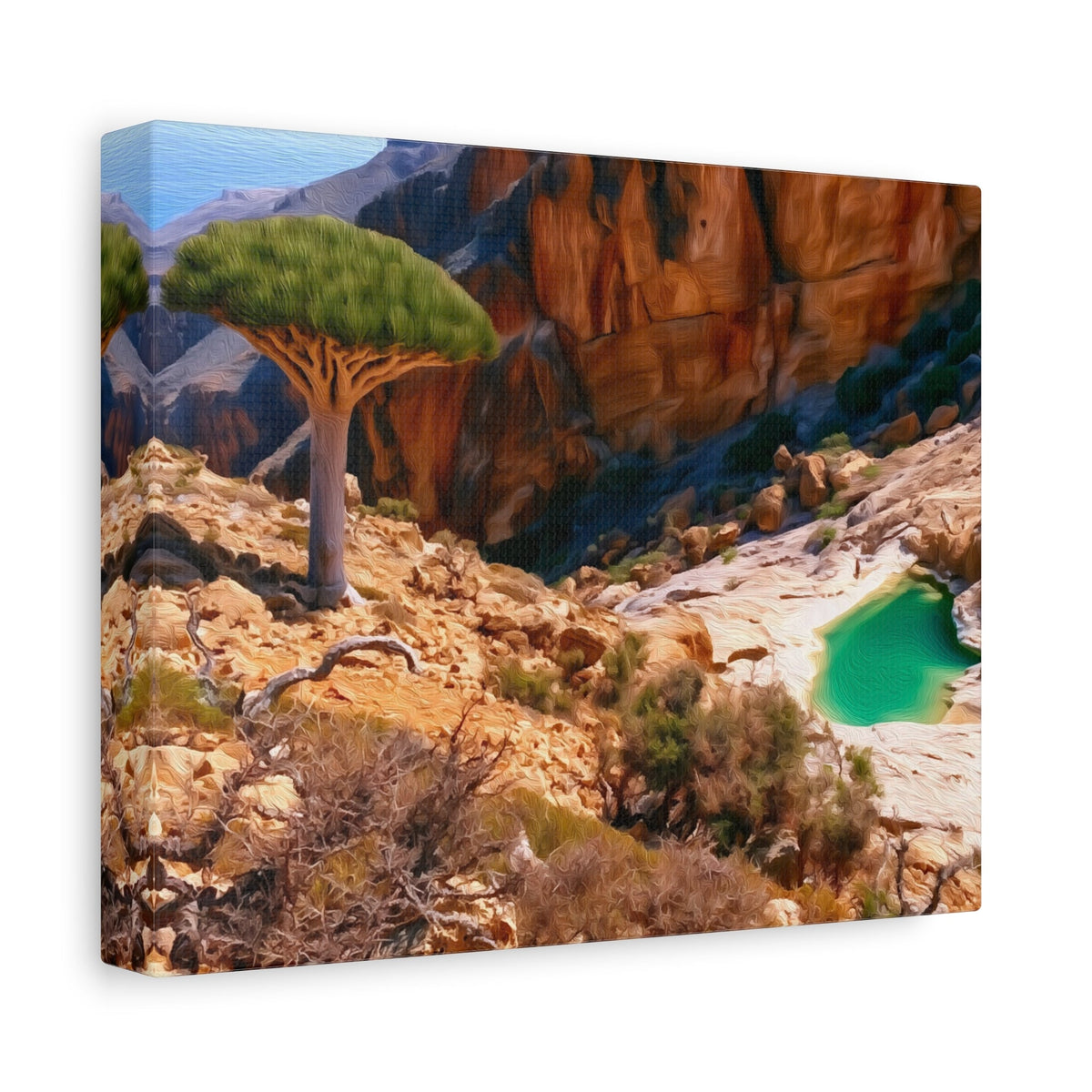 Side view of the canvas edge