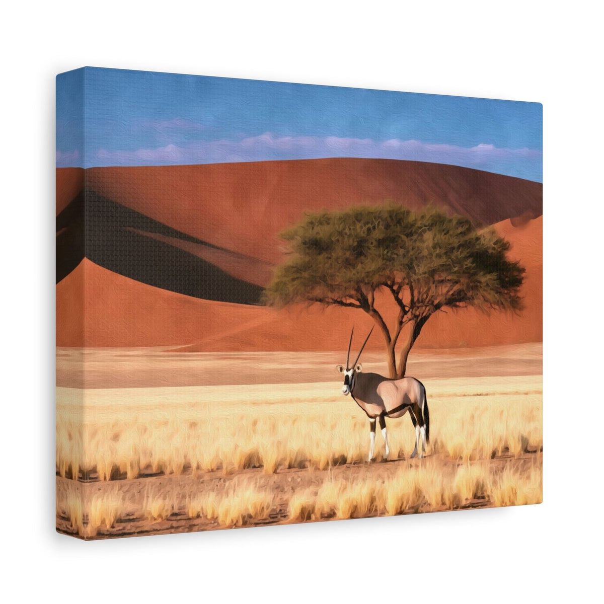 Side view of the canvas edge