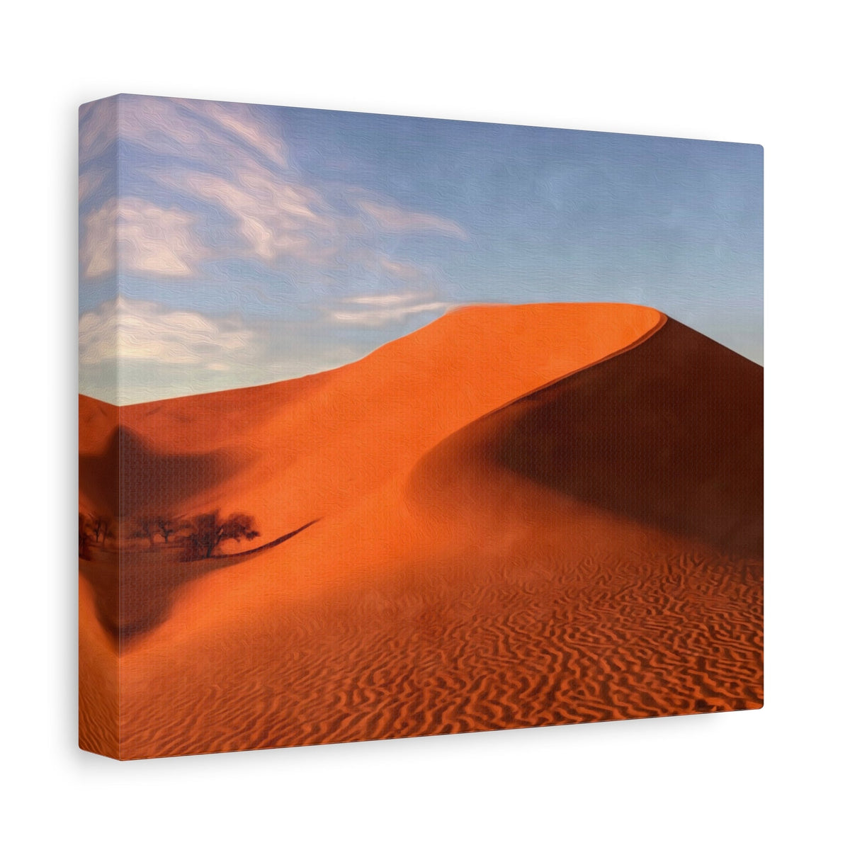 Side view of the canvas edge