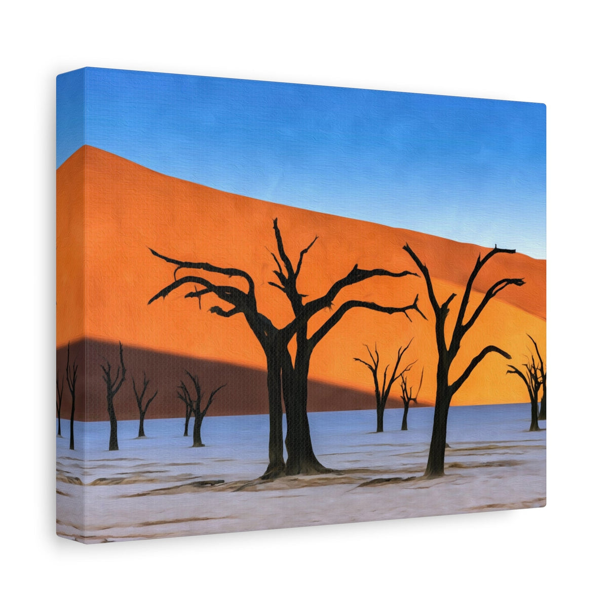 Side view of the canvas edge