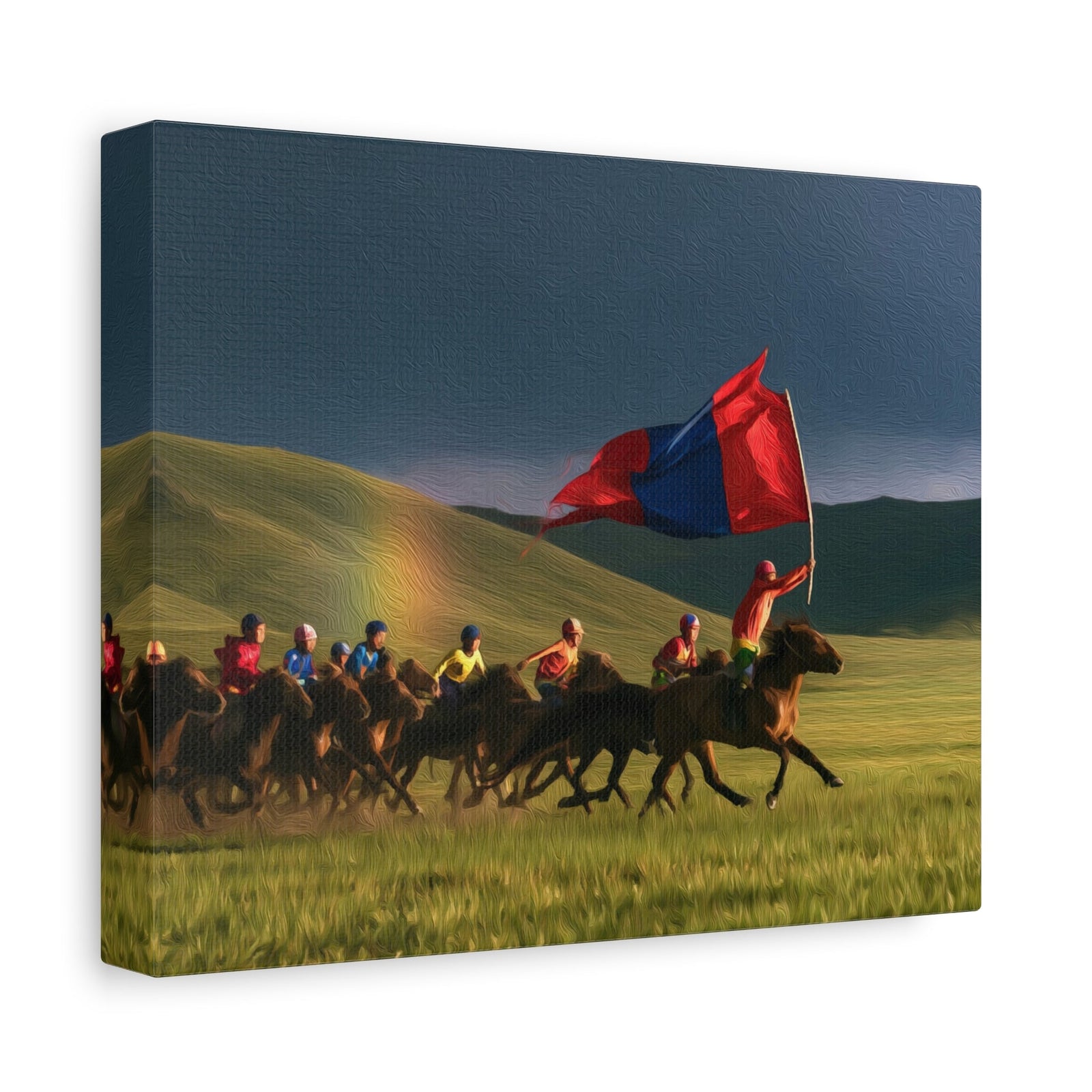 Naadam Festival Horse Race — Ulaanbaatar, Mongolia, canvas side view