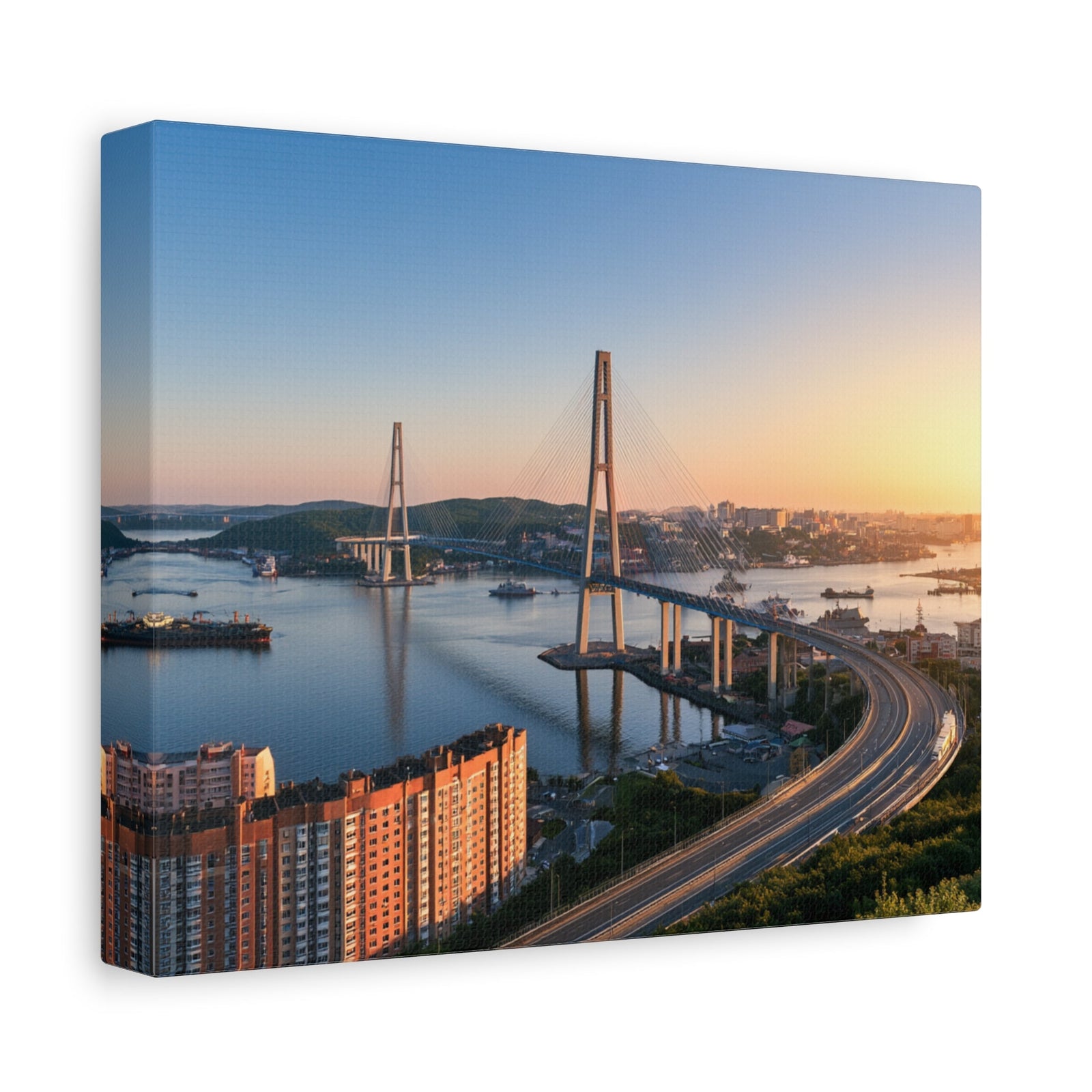 Russky Island Cable Bridge — Vladivostok, Russia, canvas side view