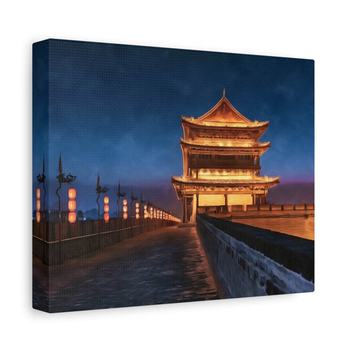 Side view of the canvas edge