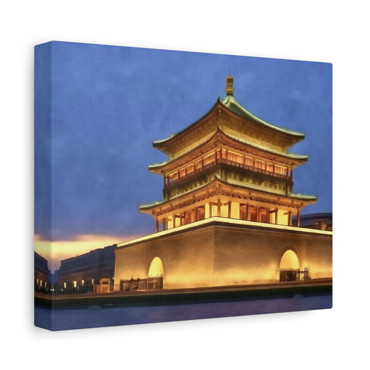 Side view of the canvas edge