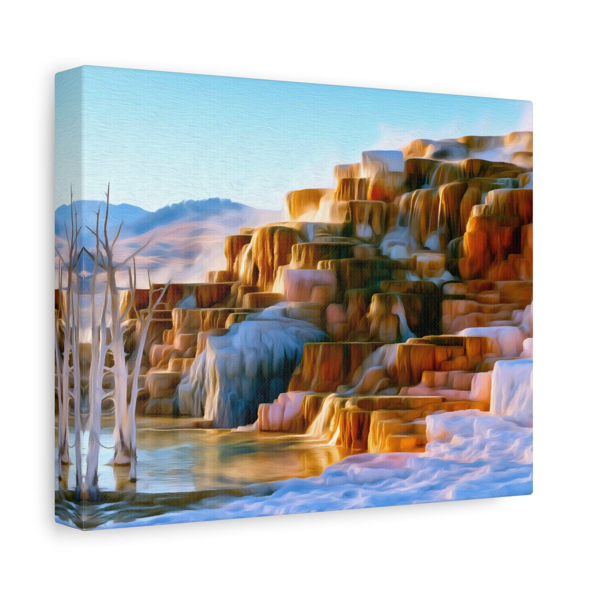 Side view of the canvas edge