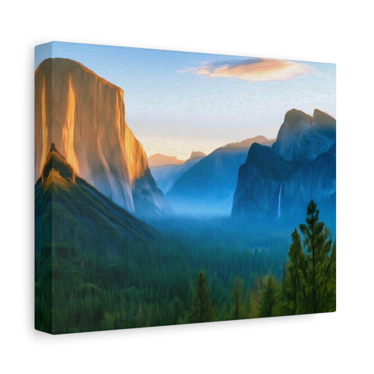 Side view of the canvas edge