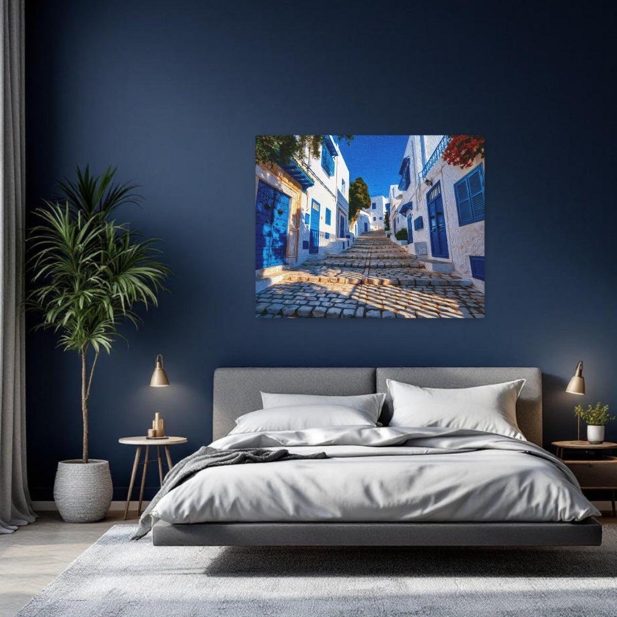 Sidi Bou Said, Tunisia | Sidi Bou Said Blue Street | Original Series Gallery Canvas detail