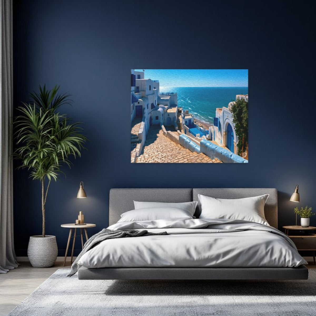 Sidi Bou Said, Tunisia | Sidi Bou Said Coastal Medina Alley | Original Series Gallery Canvas detail