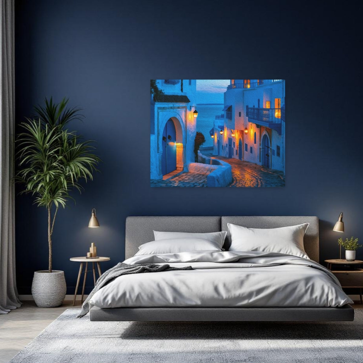 Sidi Bou Said, Tunisia | Sidi Bou Said Evening Alley | Original Series Gallery Canvas detail