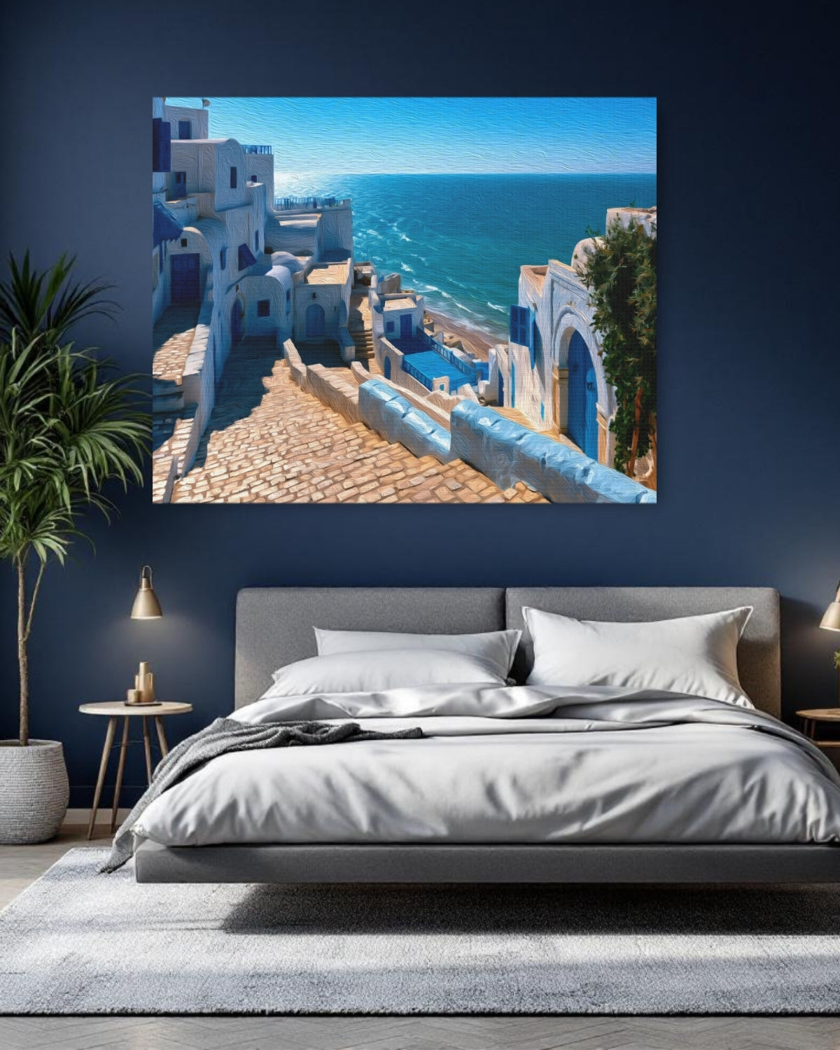 Sidi Bou Said, Tunisia | Sidi Bou Said Coastal Medina Alley | Original Series Gallery Canvas detail