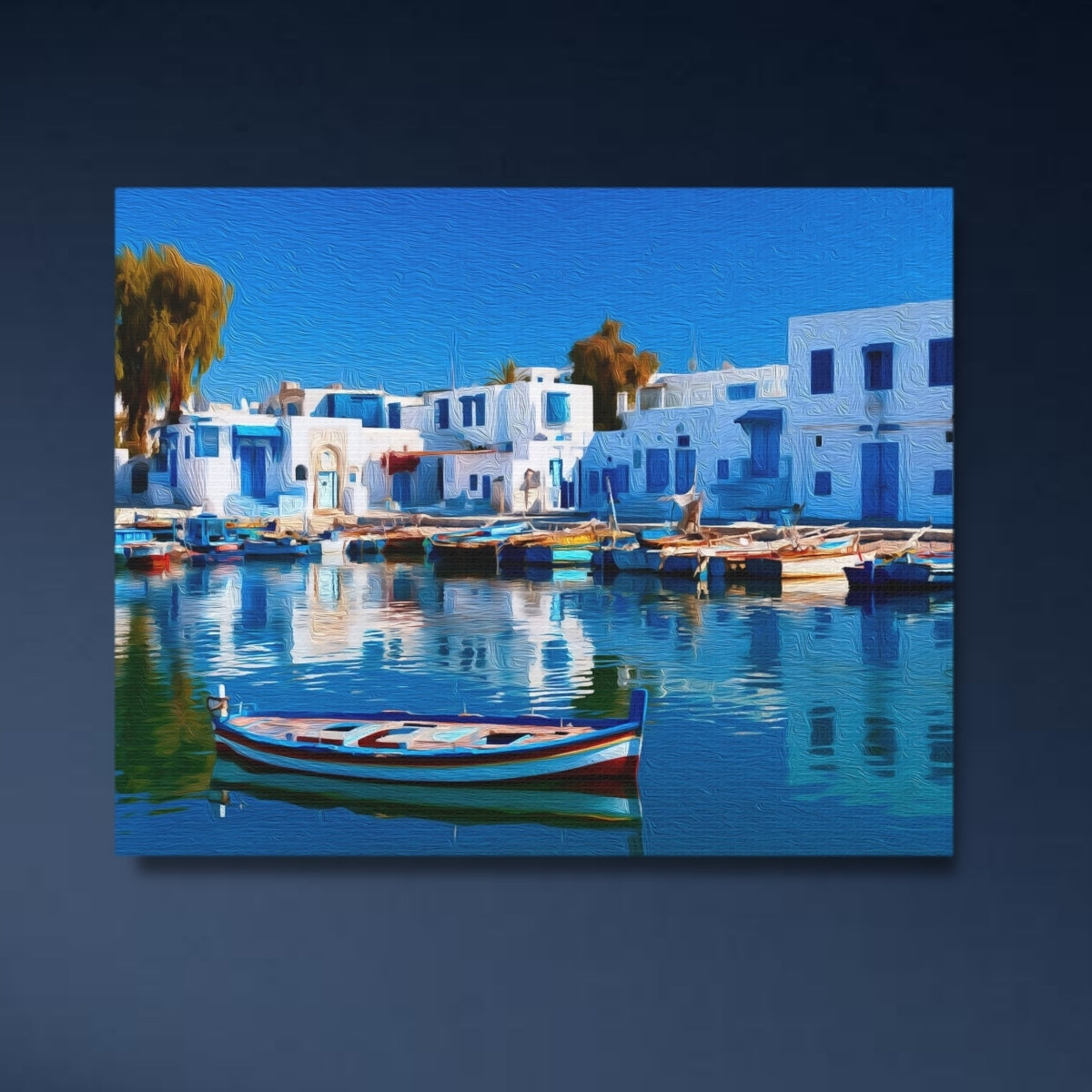 Sidi Bou Said, Tunisia | Nabeul Harbor Whitewashed Waterfront | Original Series Gallery Canvas close-up detail