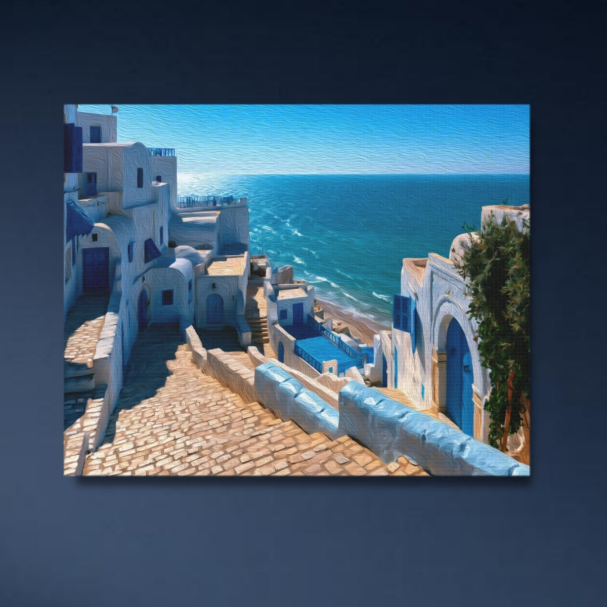 Sidi Bou Said, Tunisia | Sidi Bou Said Coastal Medina Alley | Original Series Gallery Canvas close-up detail