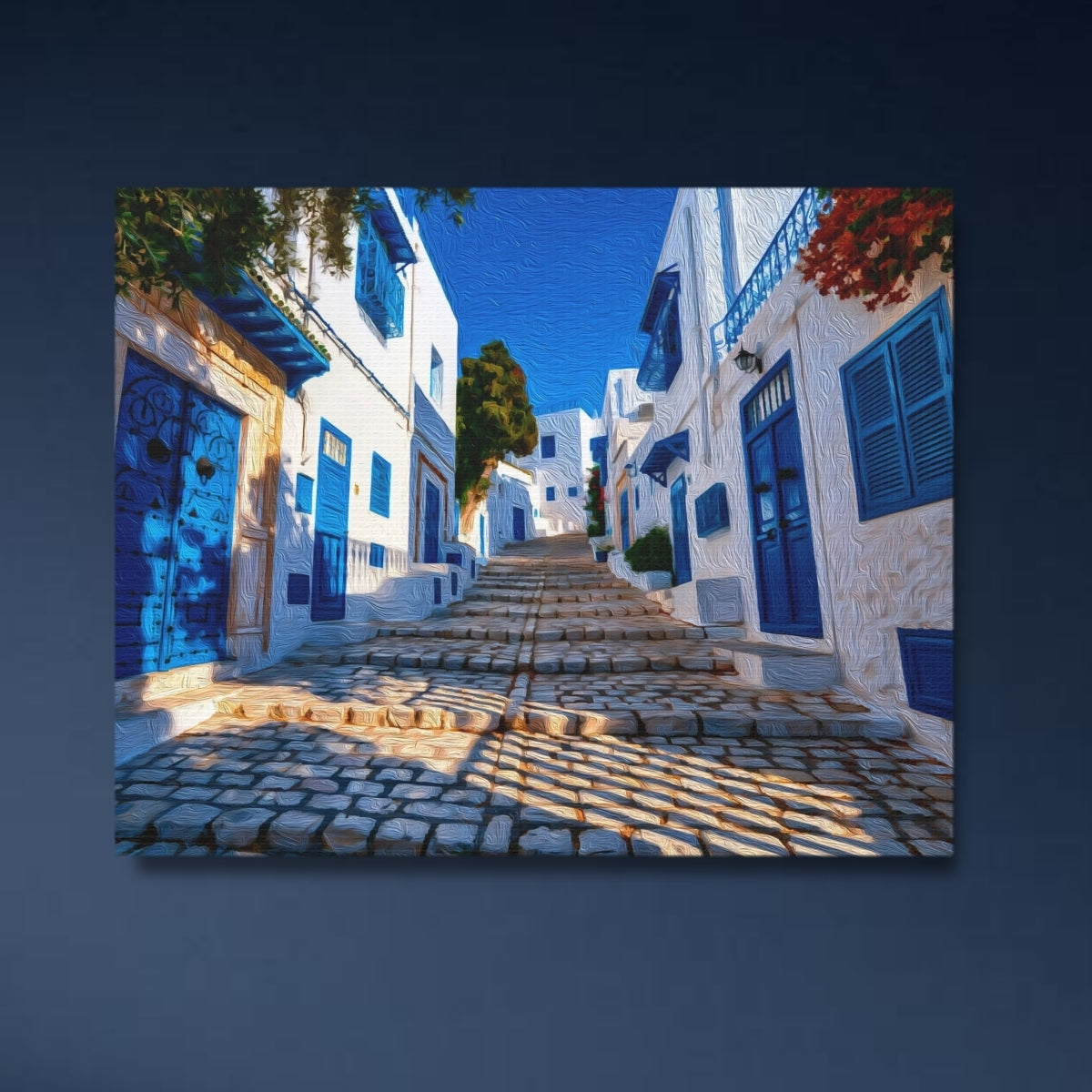 Sidi Bou Said, Tunisia | Sidi Bou Said Blue Street | Original Series Gallery Canvas close-up detail