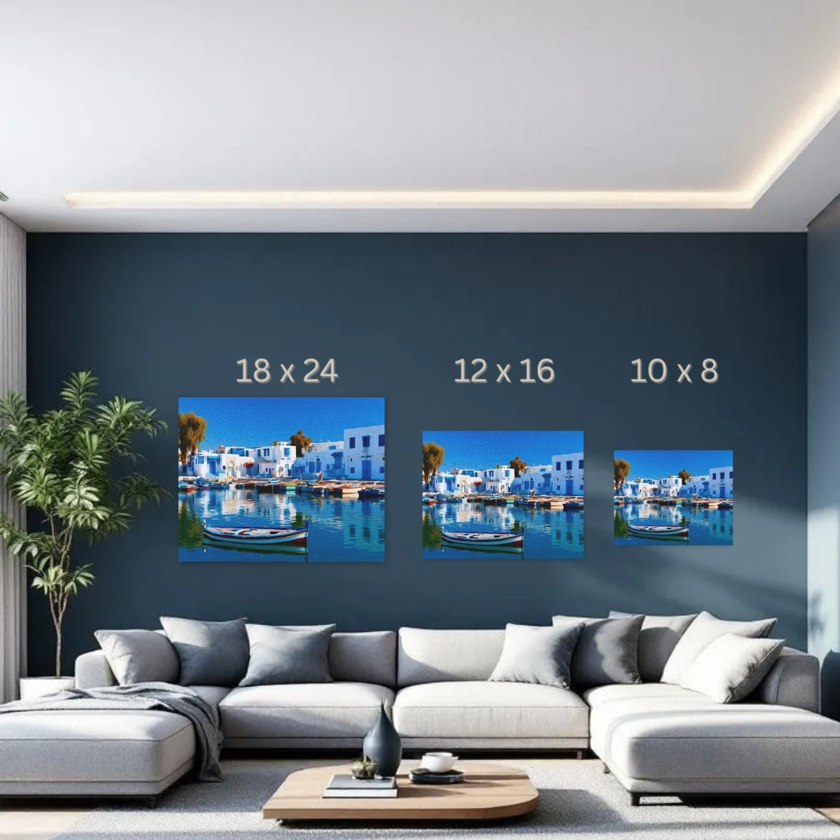 Sidi Bou Said, Tunisia | Nabeul Harbor Whitewashed Waterfront | Original Series Gallery Canvas detail