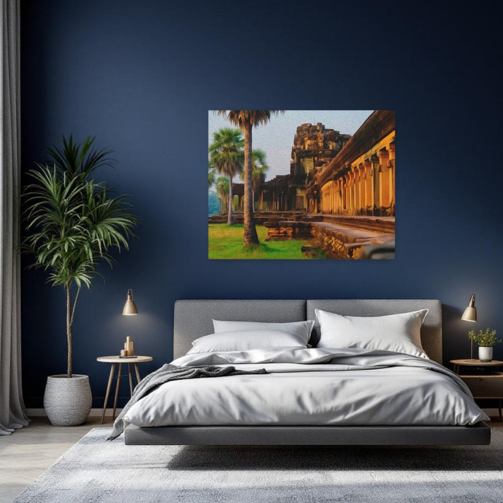 Siem Reap, Cambodia | Angkor Wat Temple Corridor | Original Series Gallery Canvas detail
