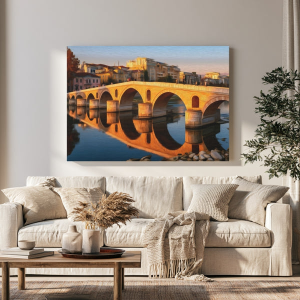 Skopje, North Macedonia | Stone Bridge Over Vardar | Original Series Gallery Canvas