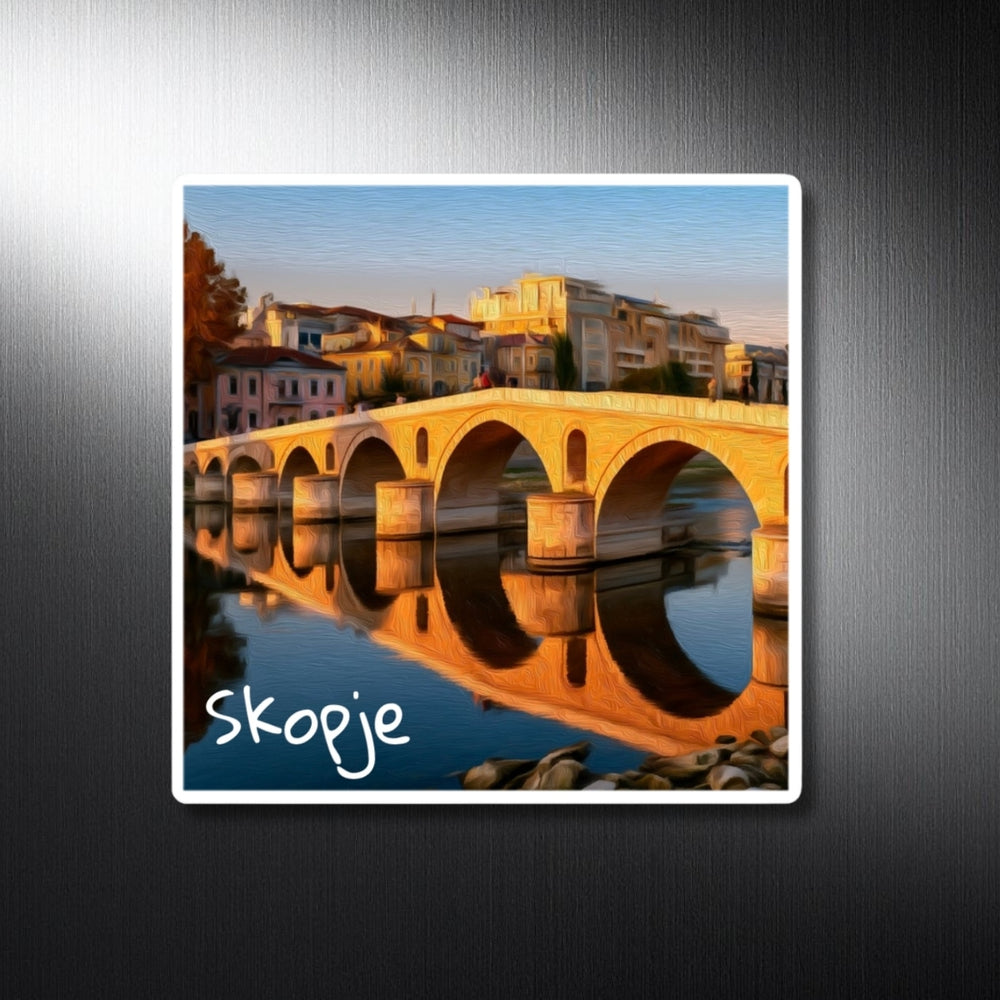 Skopje, North Macedonia | Stone Bridge Over Vardar | Original Series Decorative Magnet