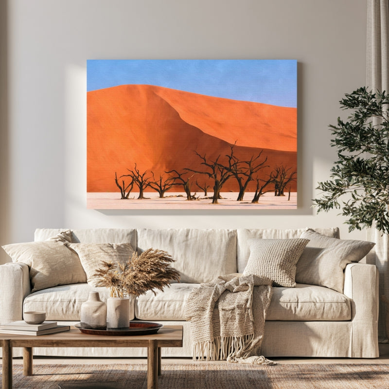 Deadvlei Dead Camelthorn Trees in a room — Sossusvlei, Namibia
