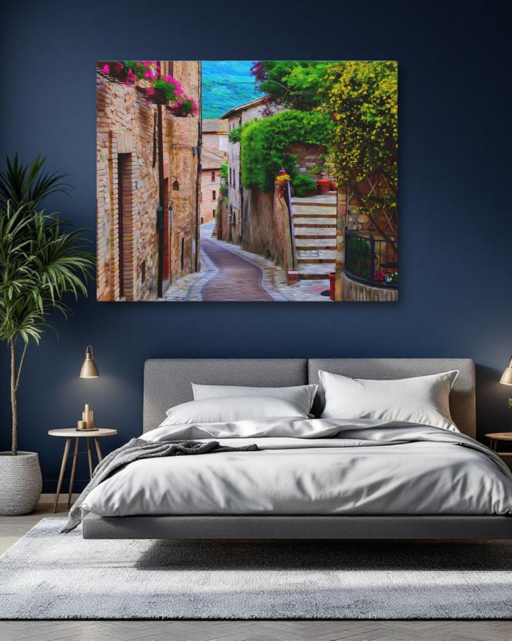 Spello, Italy | Ancient Stone Village Lane | Original Series Gallery Canvas detail