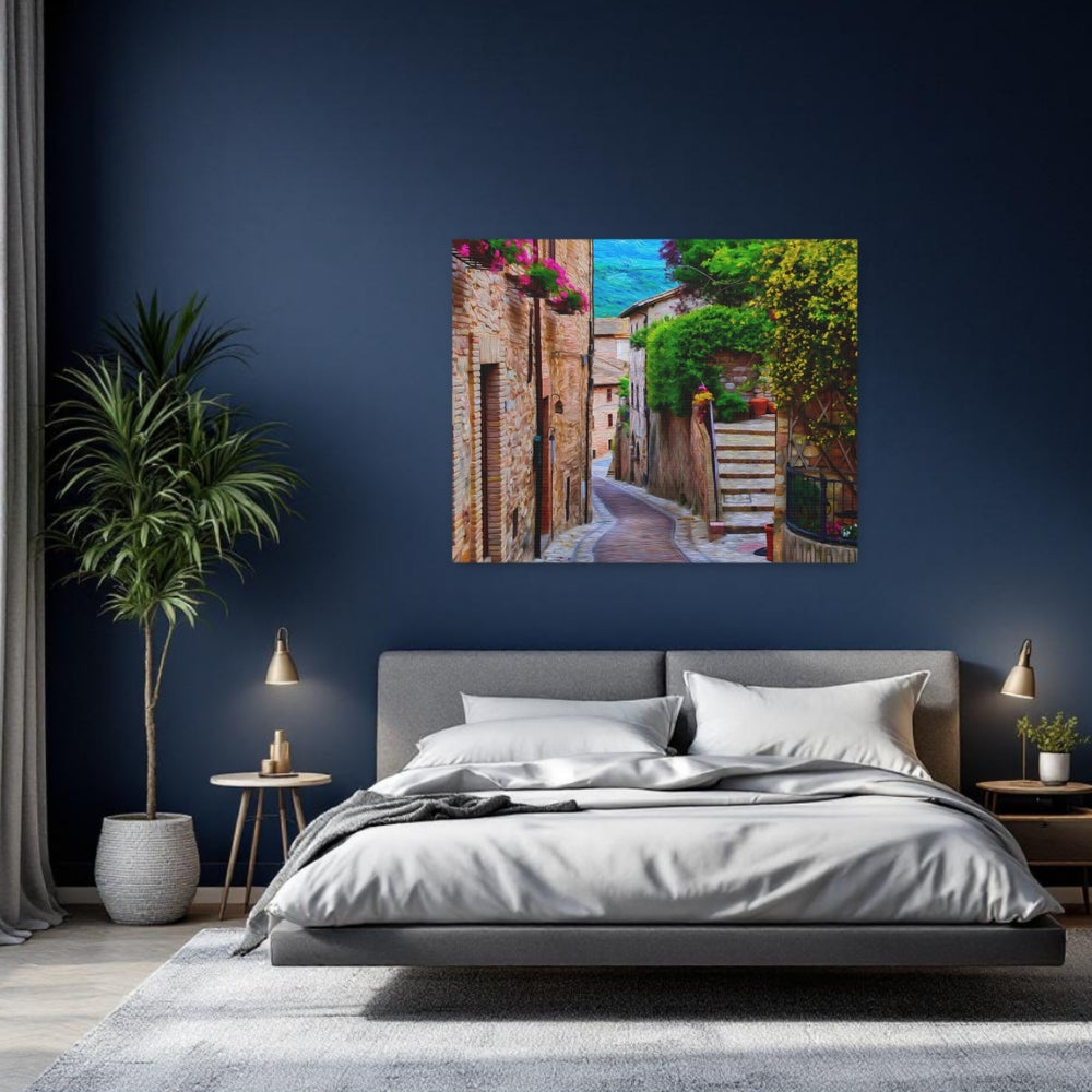 Spello, Italy | Ancient Stone Village Lane | Original Series Gallery Canvas detail